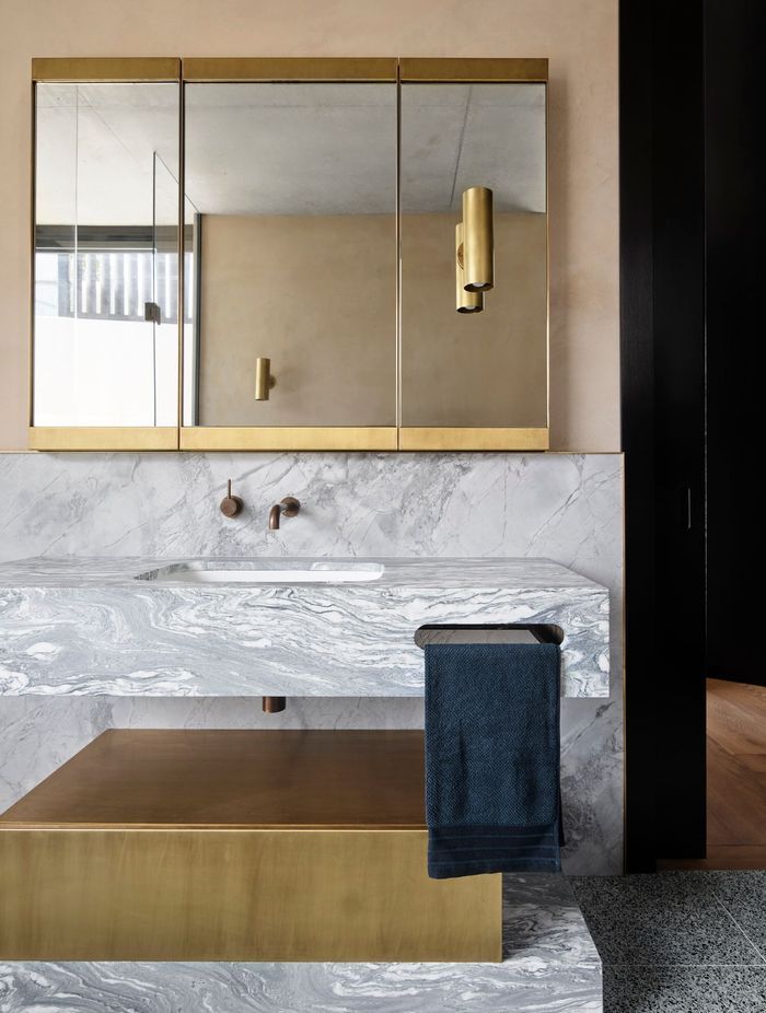 A stylish marble bathroom vanity showcased in this Potts Point bathroom