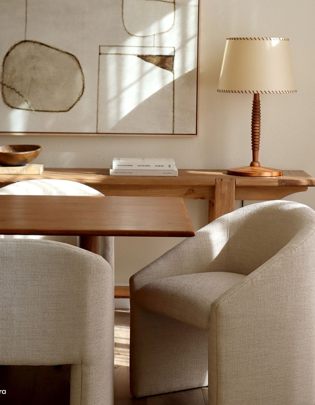 The Adler Dining Chair features a hatched texture and multicoloured, tonal threads that help mask potential wear and staining.