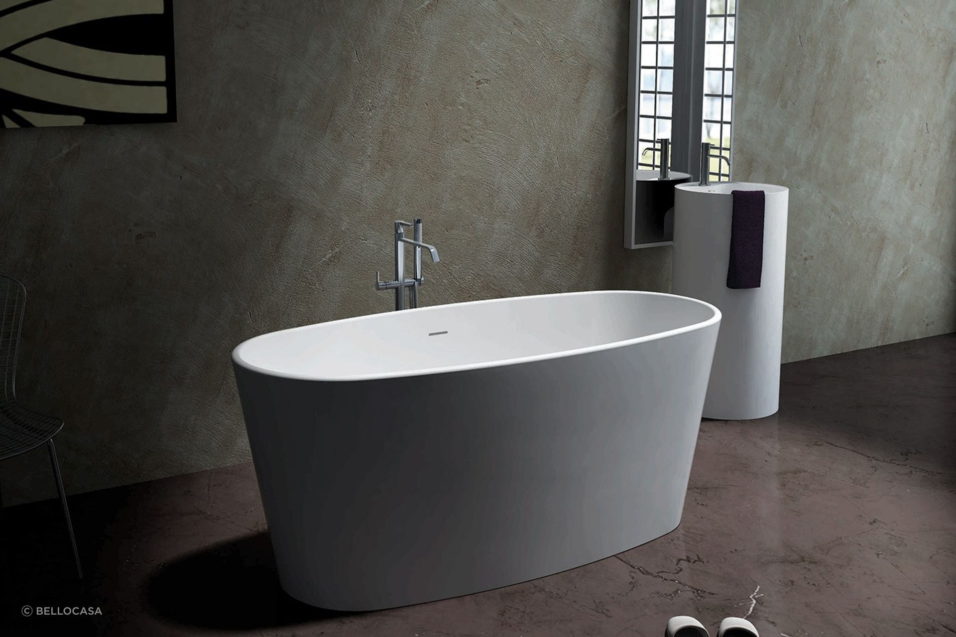 The stunning Sonia Bath has tall sides designed for an especially deep soak.