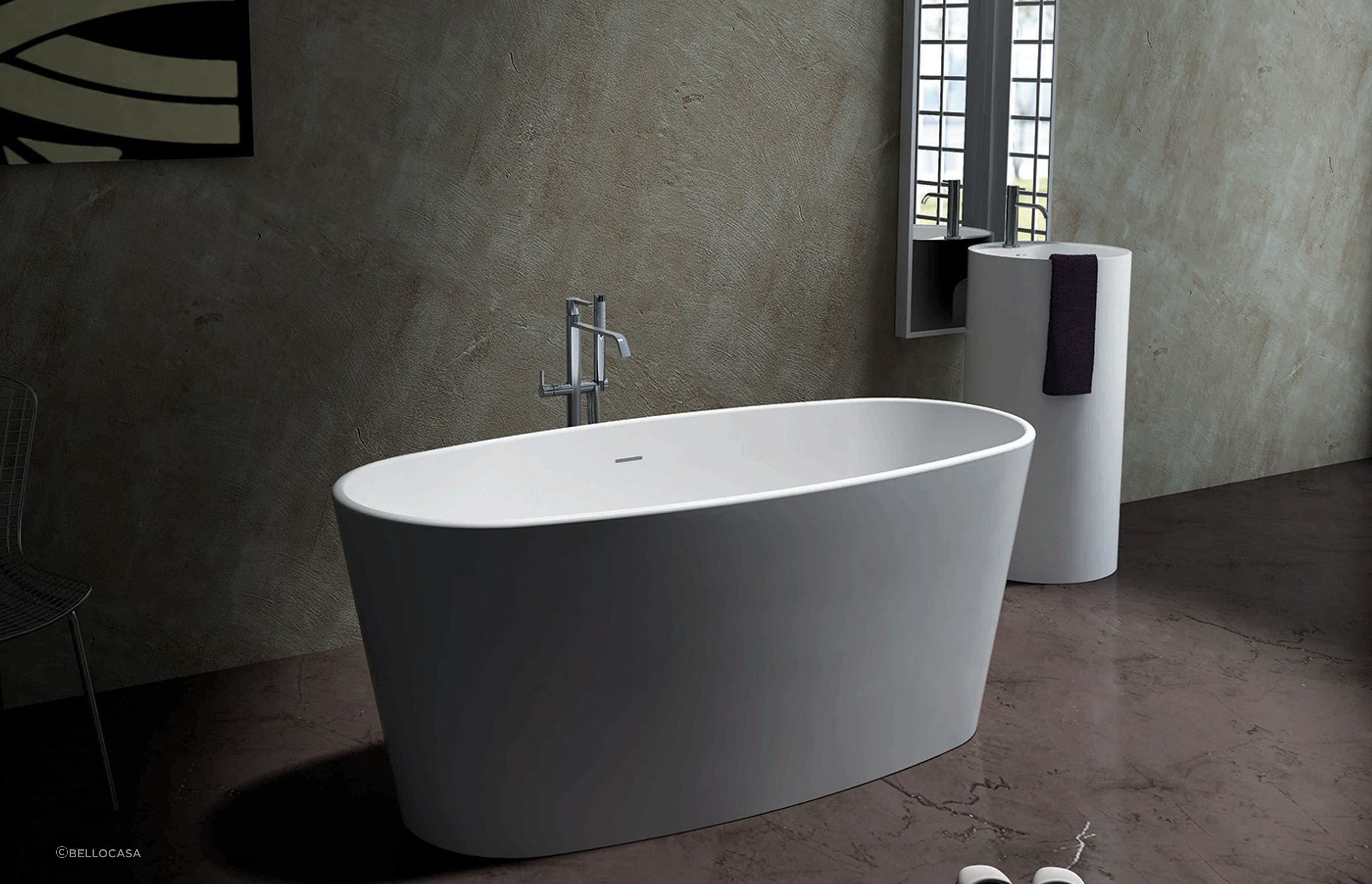The stunning Sonia Bath has tall sides designed for an especially deep soak.