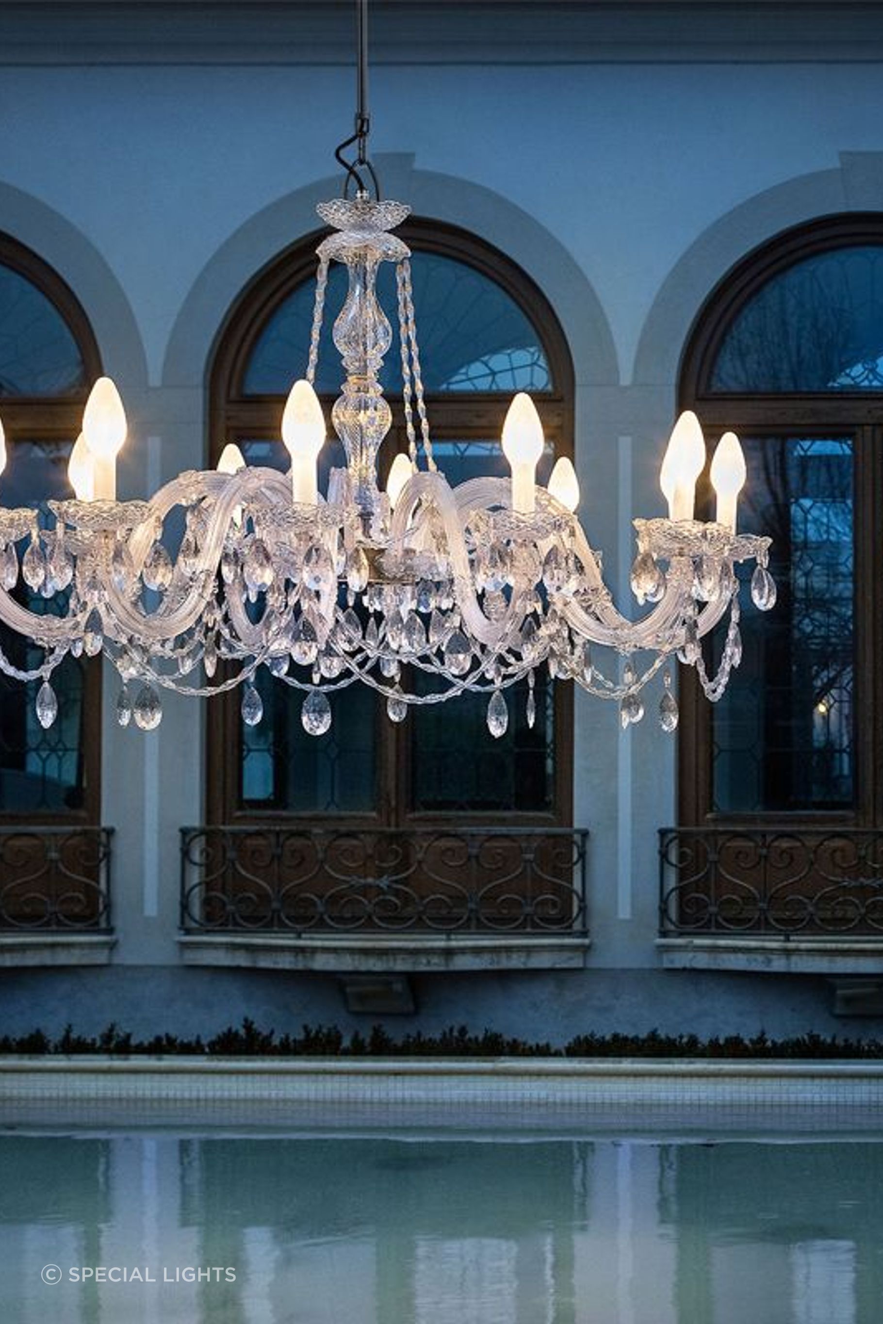 The spectacular Drylight S12 Outdoor Chandelier from Special Lights