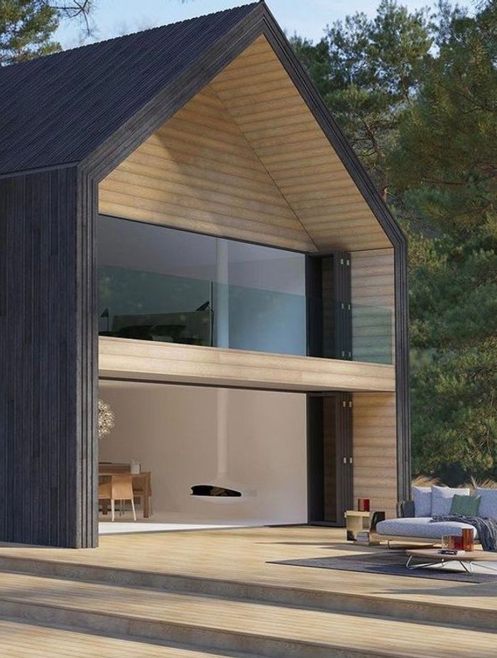 Envello board & batten cladding in burnt cedar by Millboard Decking