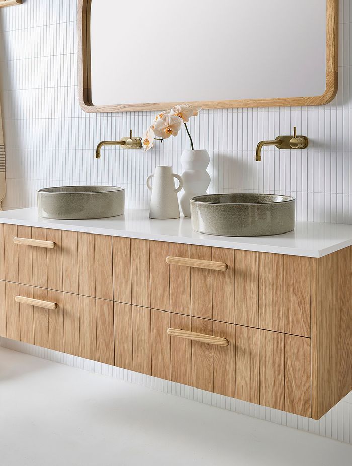 Quartz-topped bathroom vanities, such as this Barossa Valley Vanity add style and sophistication to a bathroom.