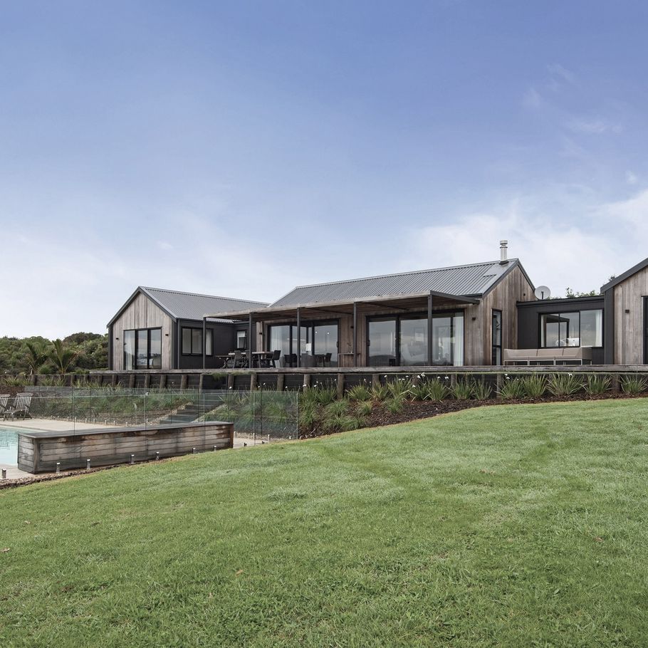 A gable-roofed dream home built on the shores of Northland’s Paewhenua Island