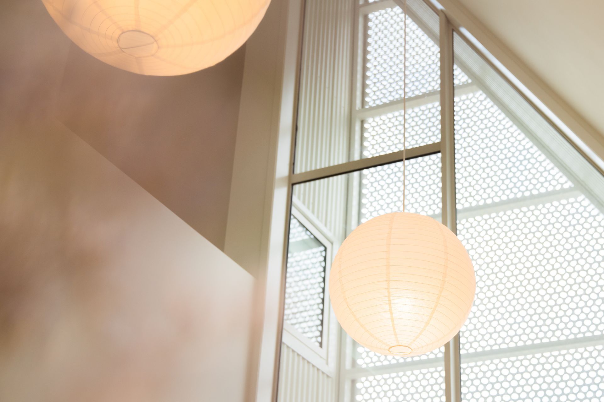 Due to the high pitch of the ceiling in the living space, careful maneuvring of a mobile scaffold allowed the G&amp;K Decorating team access to all corners of the ceiling.