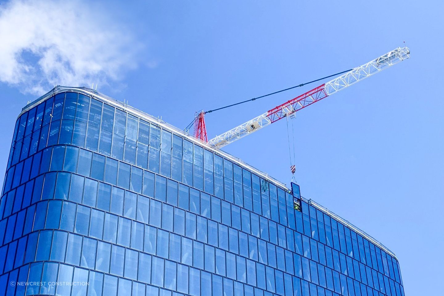 1 Whitmore Str, BNZ Place, Wellington - installation of the last panel. The facade was completed in 8 months with a total 1347 panels installed, with zero on-site H&S incidents.