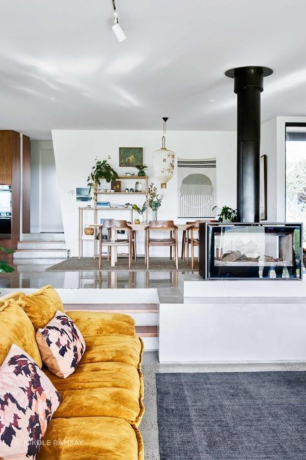 Eco-Friendly Hillside Retreat x Sculpt Fireplace Collection