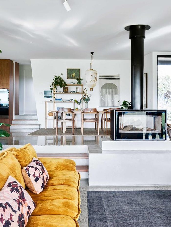 Eco-Friendly Hillside Retreat x Sculpt Fireplace Collection