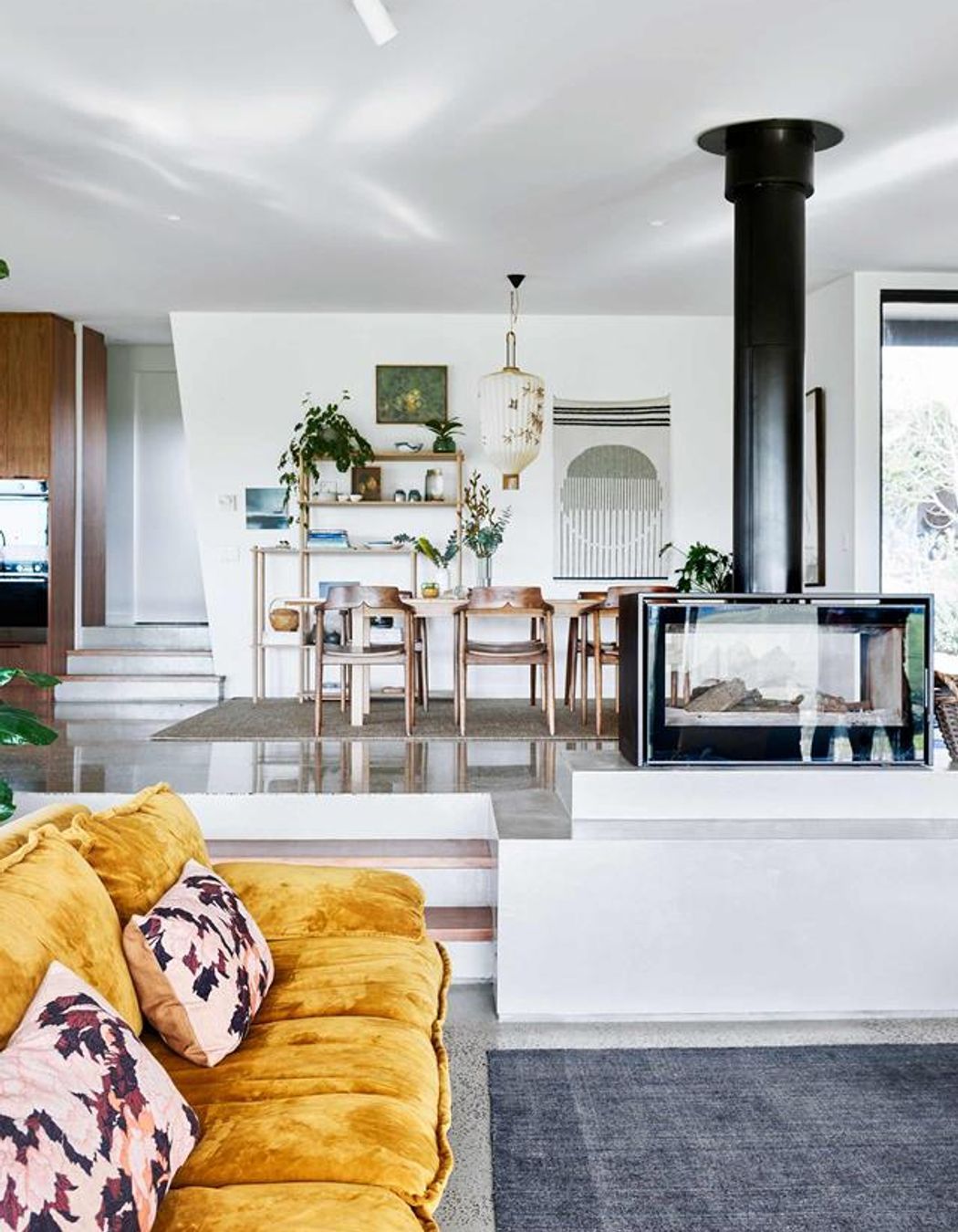 Eco-Friendly Hillside Retreat x Sculpt Fireplace Collection