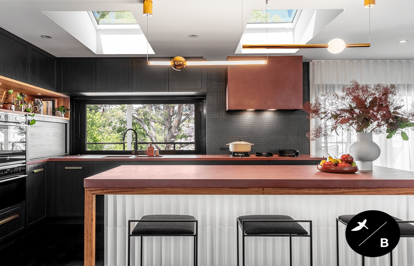 Interior Design, Furniture Curation & Design Management: Birdblack Design. Build: Graeme Carberry Builder. Joinery Manufacturer: Paiano Custom Kitchens. Shoot Stylist: Birdblack Design. Photography: Louise Wellington. Videography: PipeWolf Media