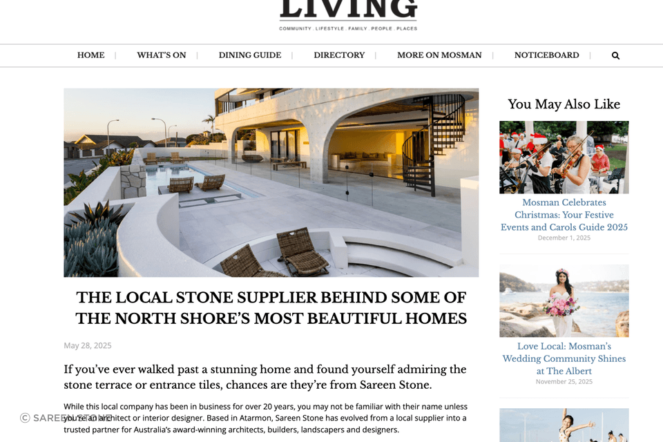 Strengthening our presence across Sydney's North Shore through The Living Collective. Connecting with homeowners in Mosman, Ku-ring-gai, Northern Beaches, North Sydney, and Willoughby, sharing expertise on natural stone for residential projects throughout 2025.