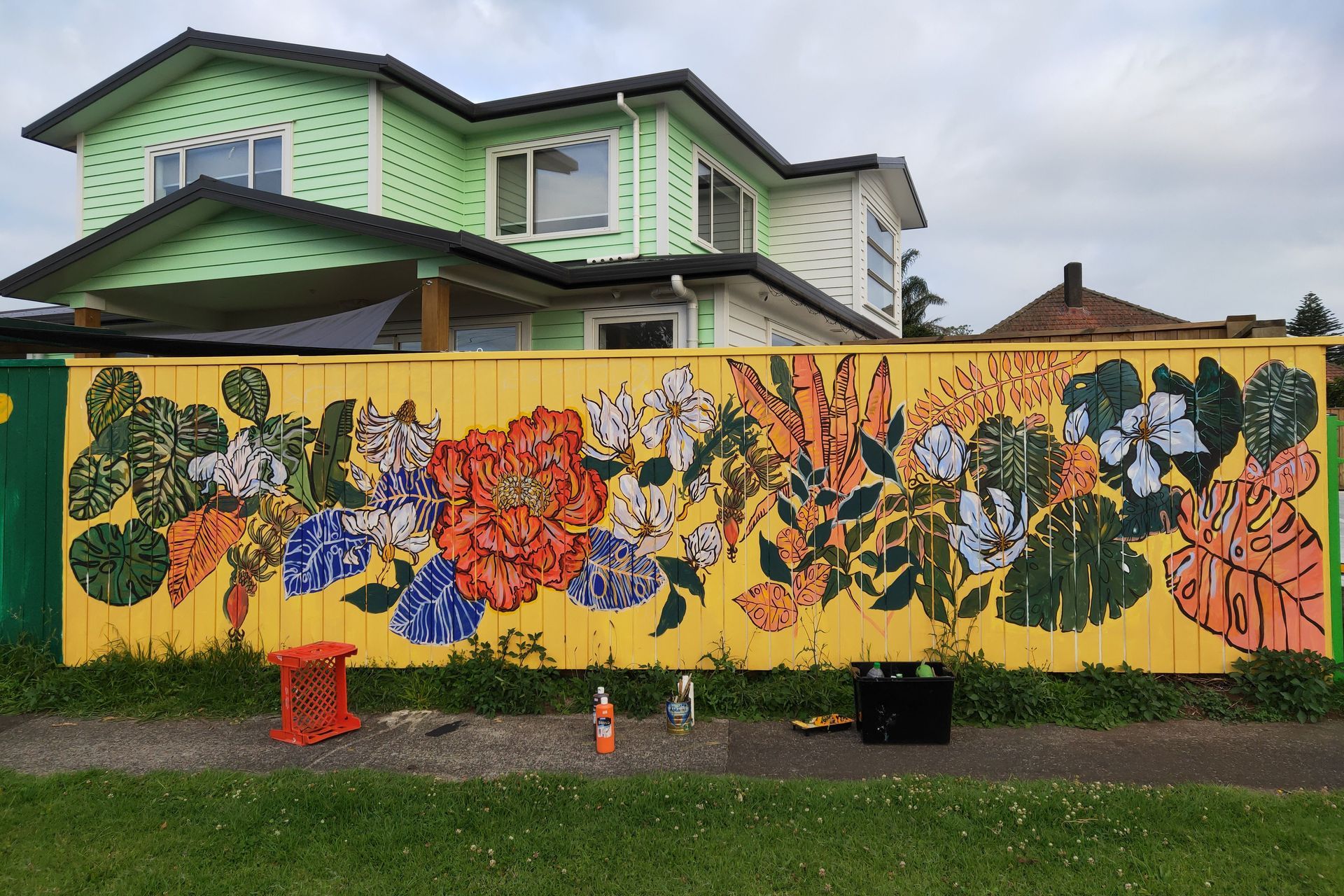 The mural Icao Tiseli painted at her local kindergarten.