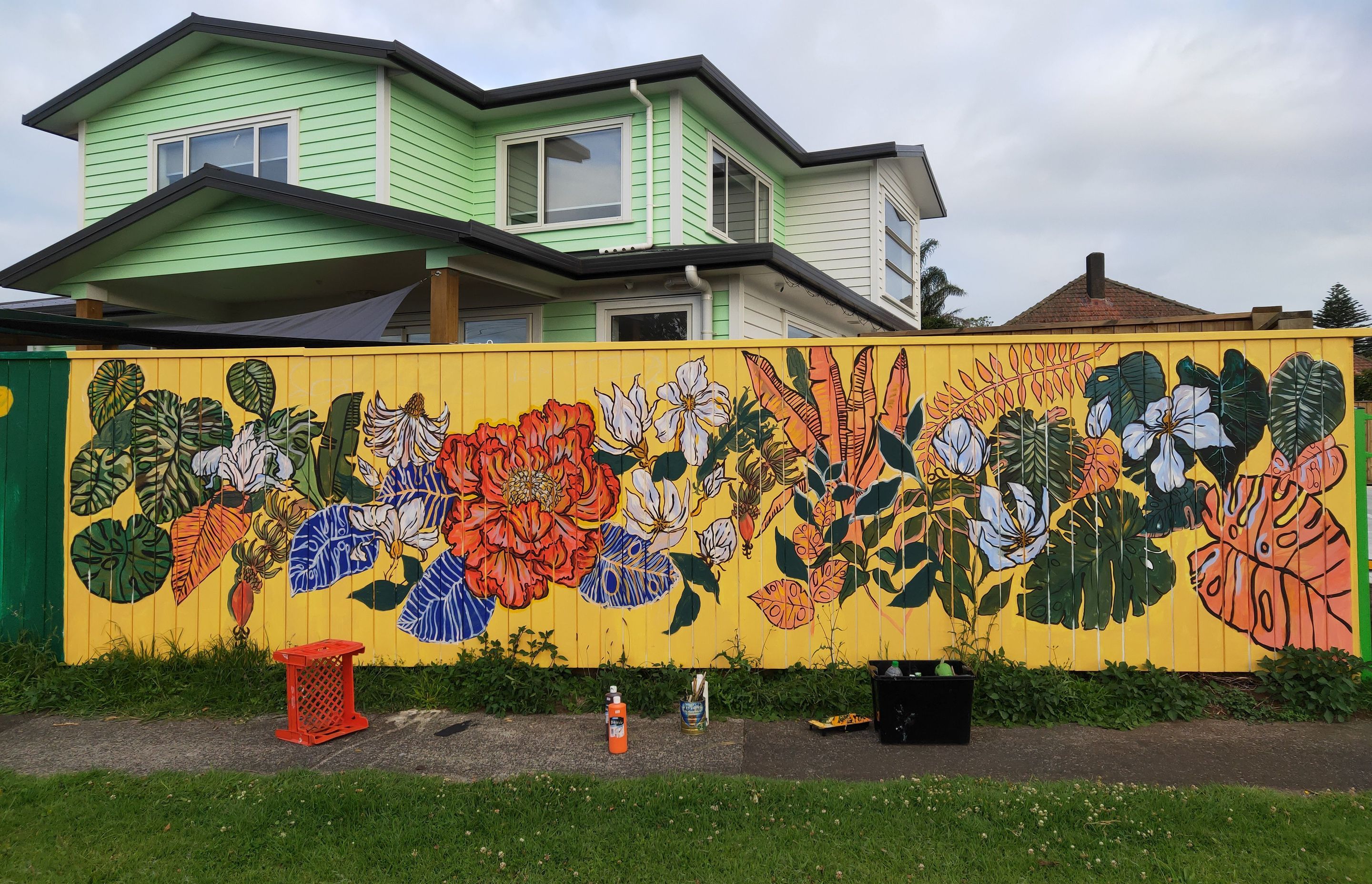 The mural Icao Tiseli painted at her local kindergarten.