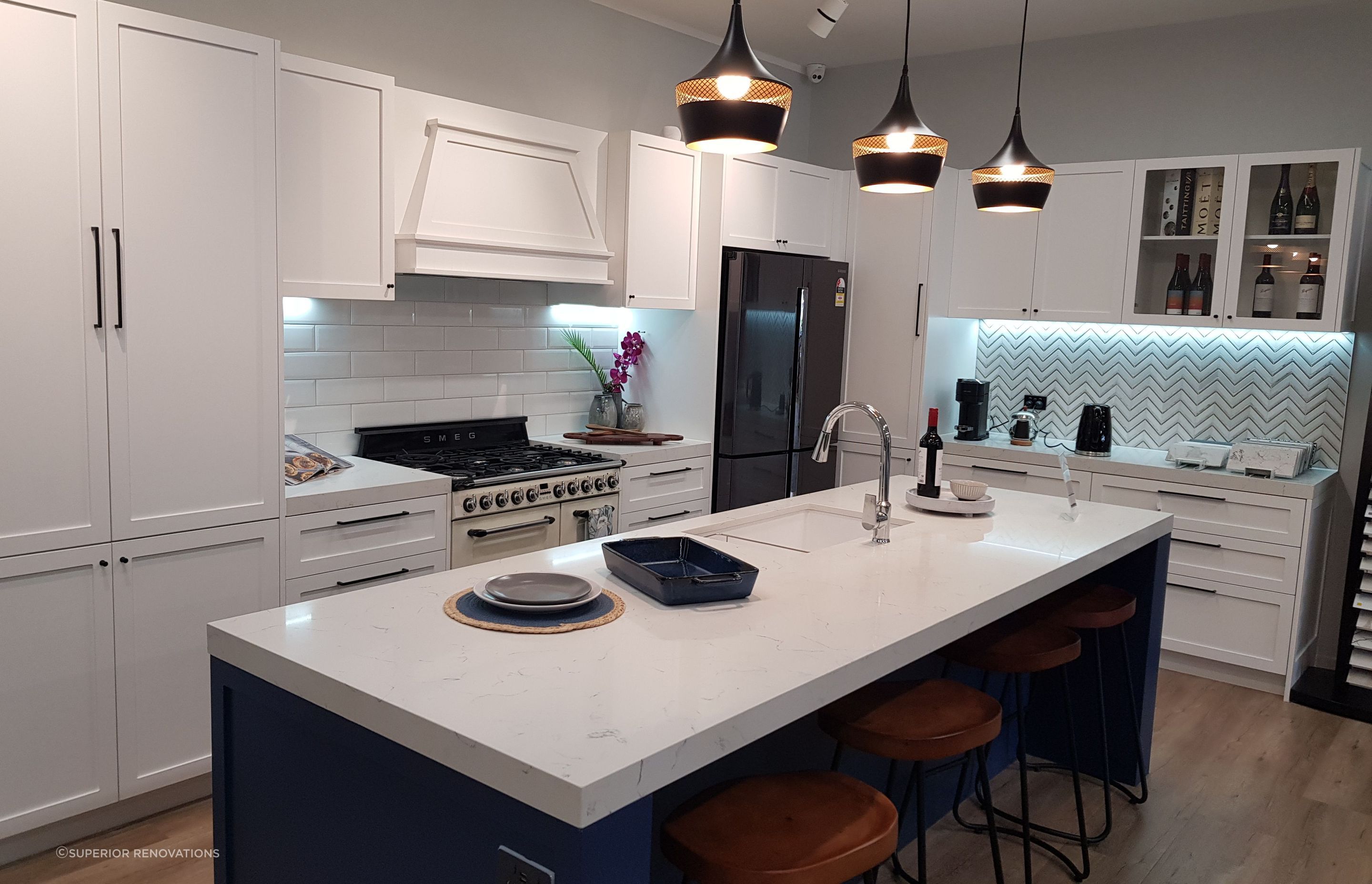 Classic kitchen display in our kitchen showroom in Auckland