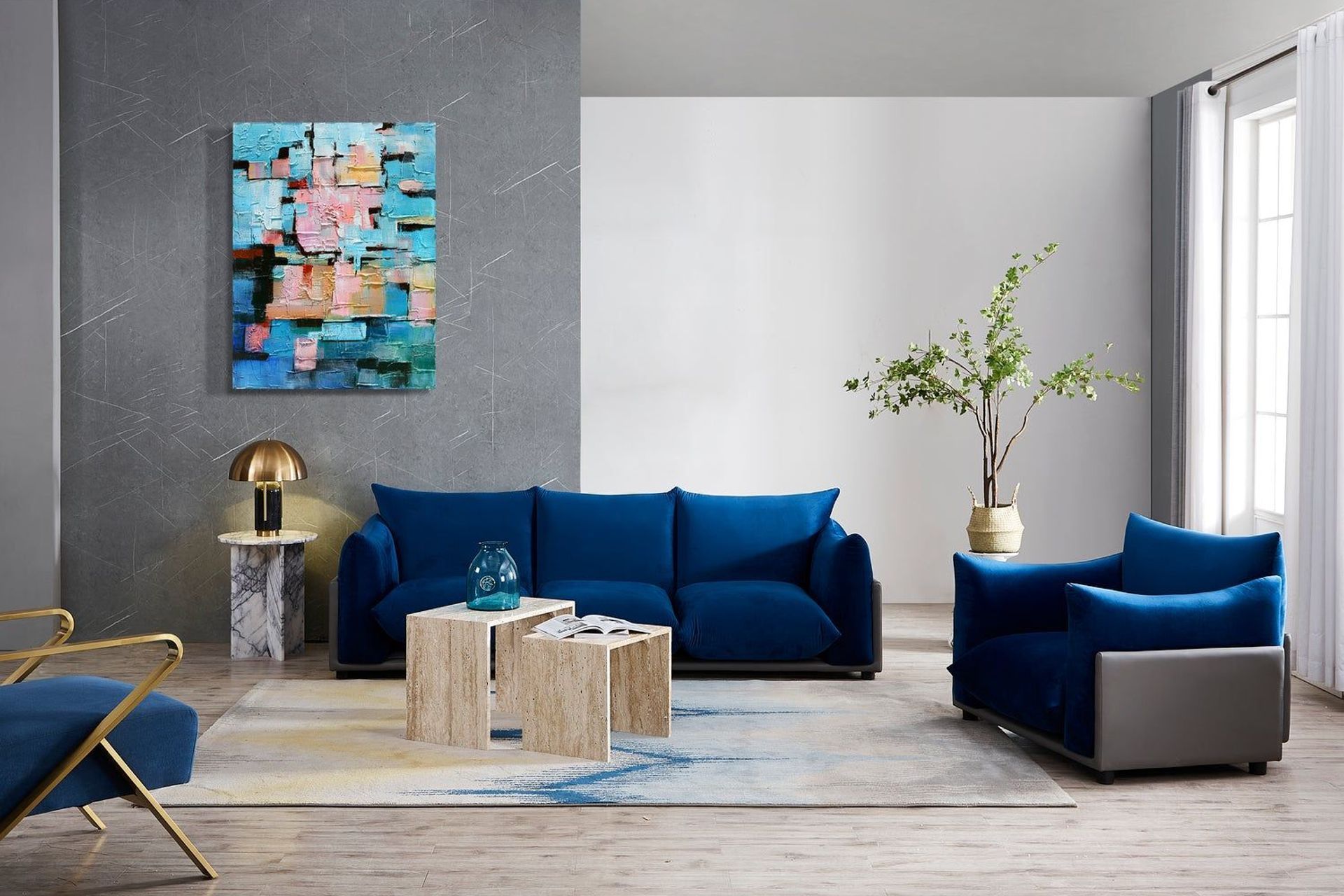 The Puff 3 Seater Velvet Sofa by Bubuland Home