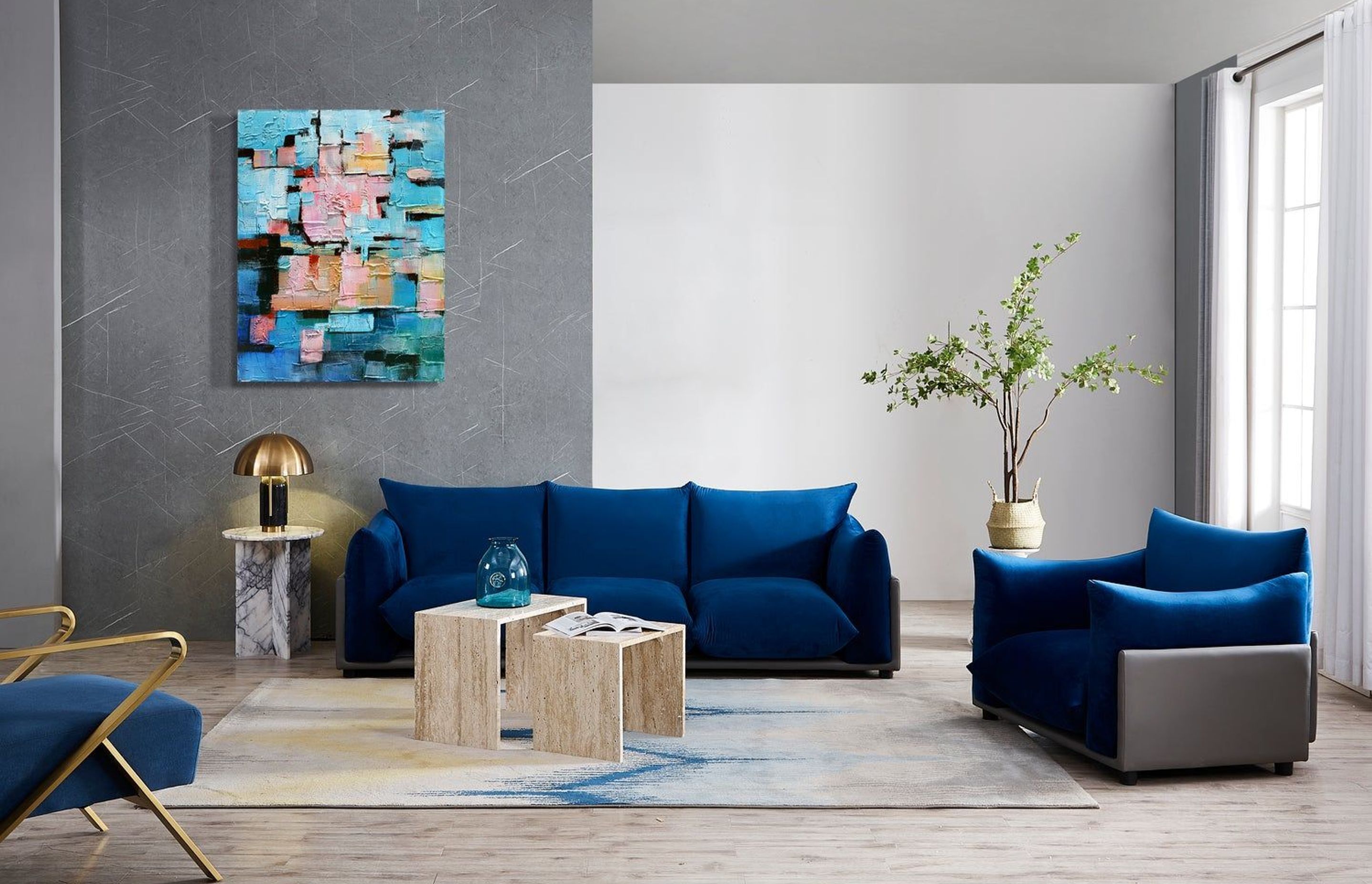 The Puff 3 Seater Velvet Sofa by Bubuland Home