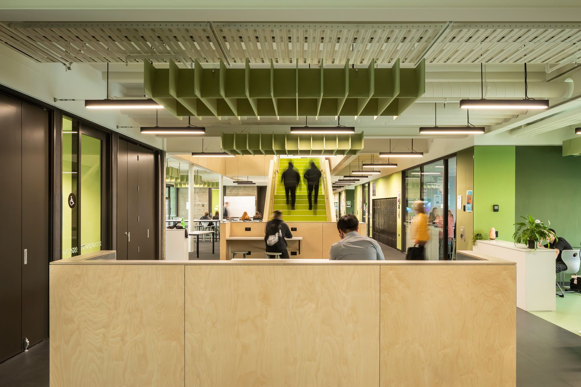 Break out learning spaces and multipurpose spaces support different styles of learning.