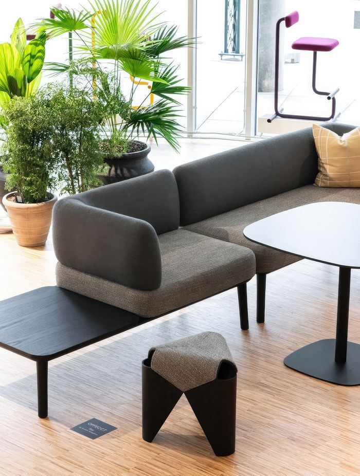 Featured: Falabella stool, Nobis table, & Sou sofa system by Offecct