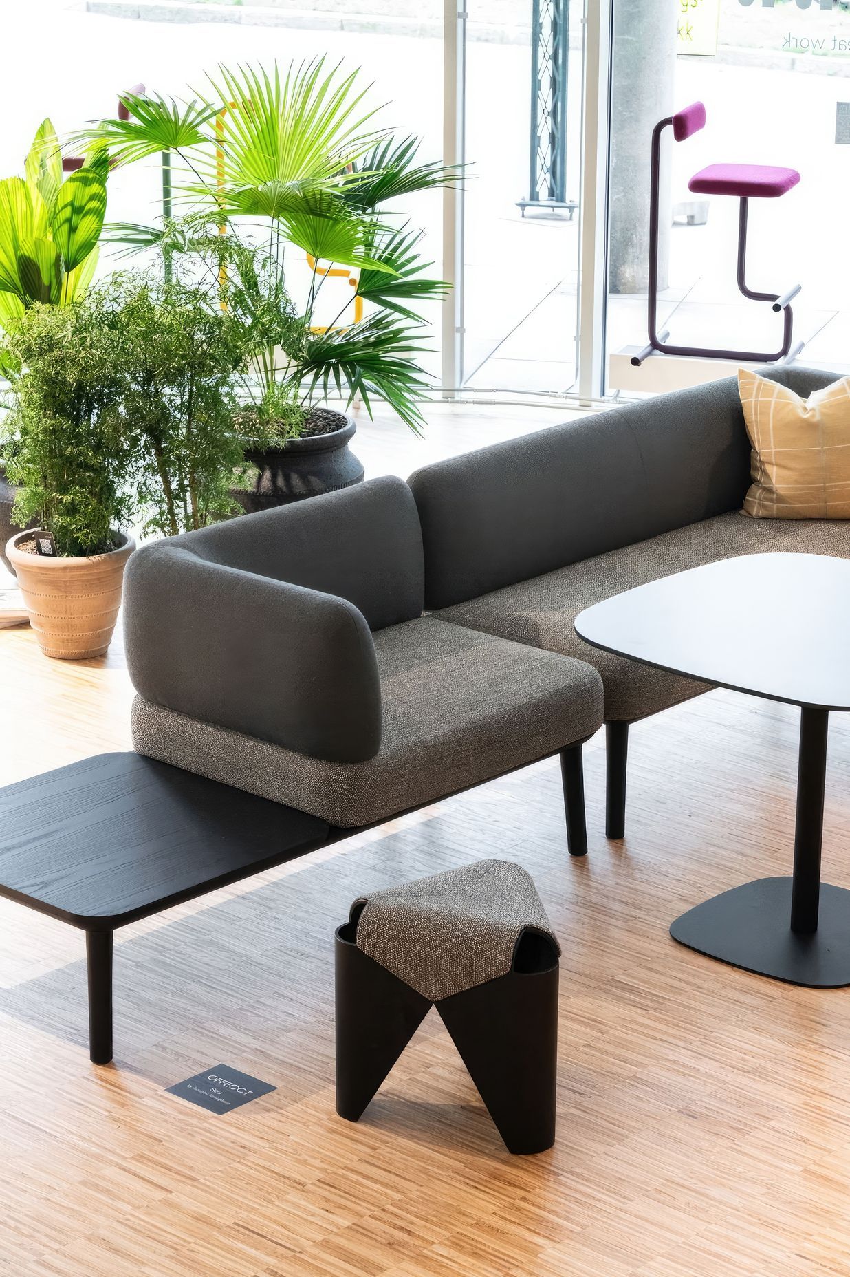 Featured: Falabella stool, Nobis table, & Sou sofa system by Offecct