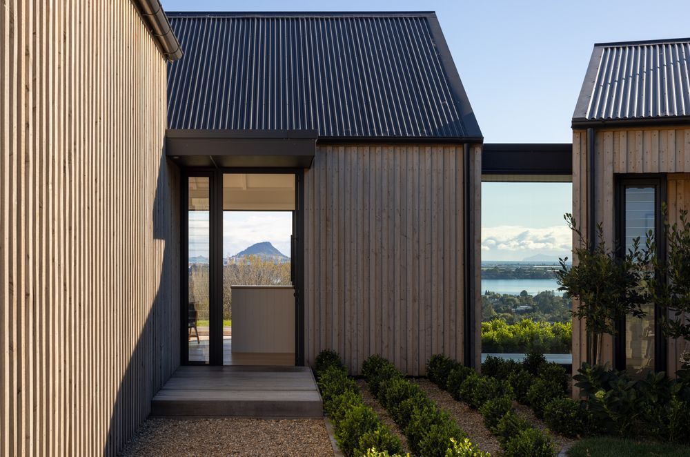 Guests to this home in Welcome Bay are greeted to the spectacular view of Mt Maunganui as soon as the front door opens - Photography: Simon Devitt