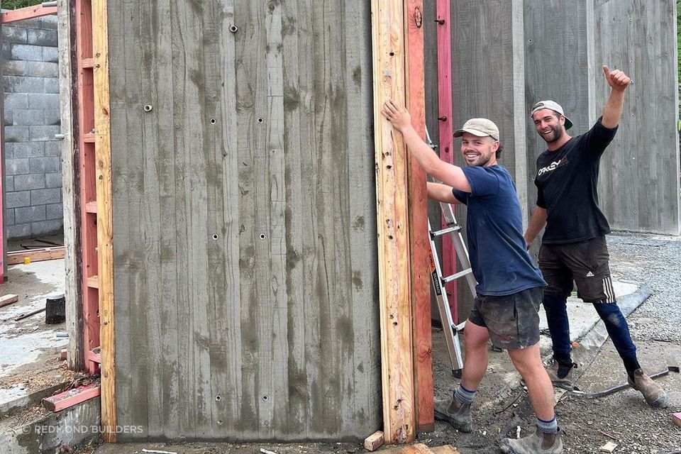 "The look of relief and pride after a very tricky concrete pour." via Instagram @redmondbuilders