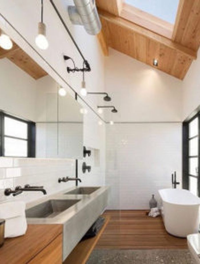 The sklight in this bathroom lets in floods of natural light