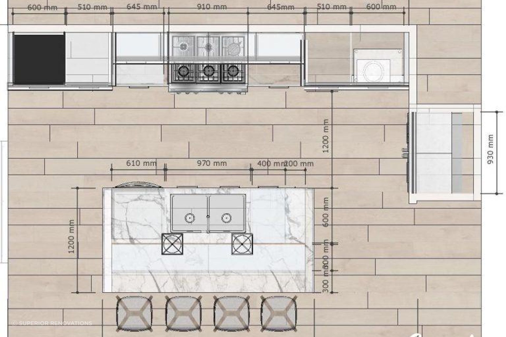 3D Design of Kitchen in Epsom