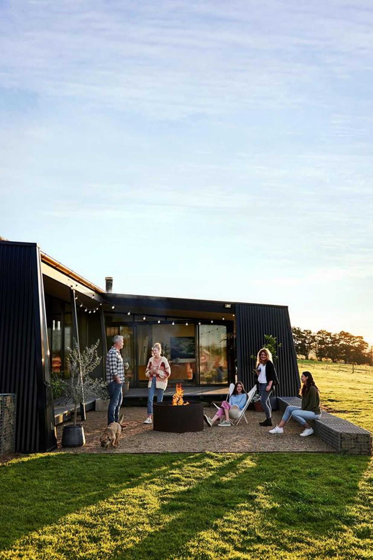 Eco-Friendly Hillside Retreat x Sculpt Fireplace Collection