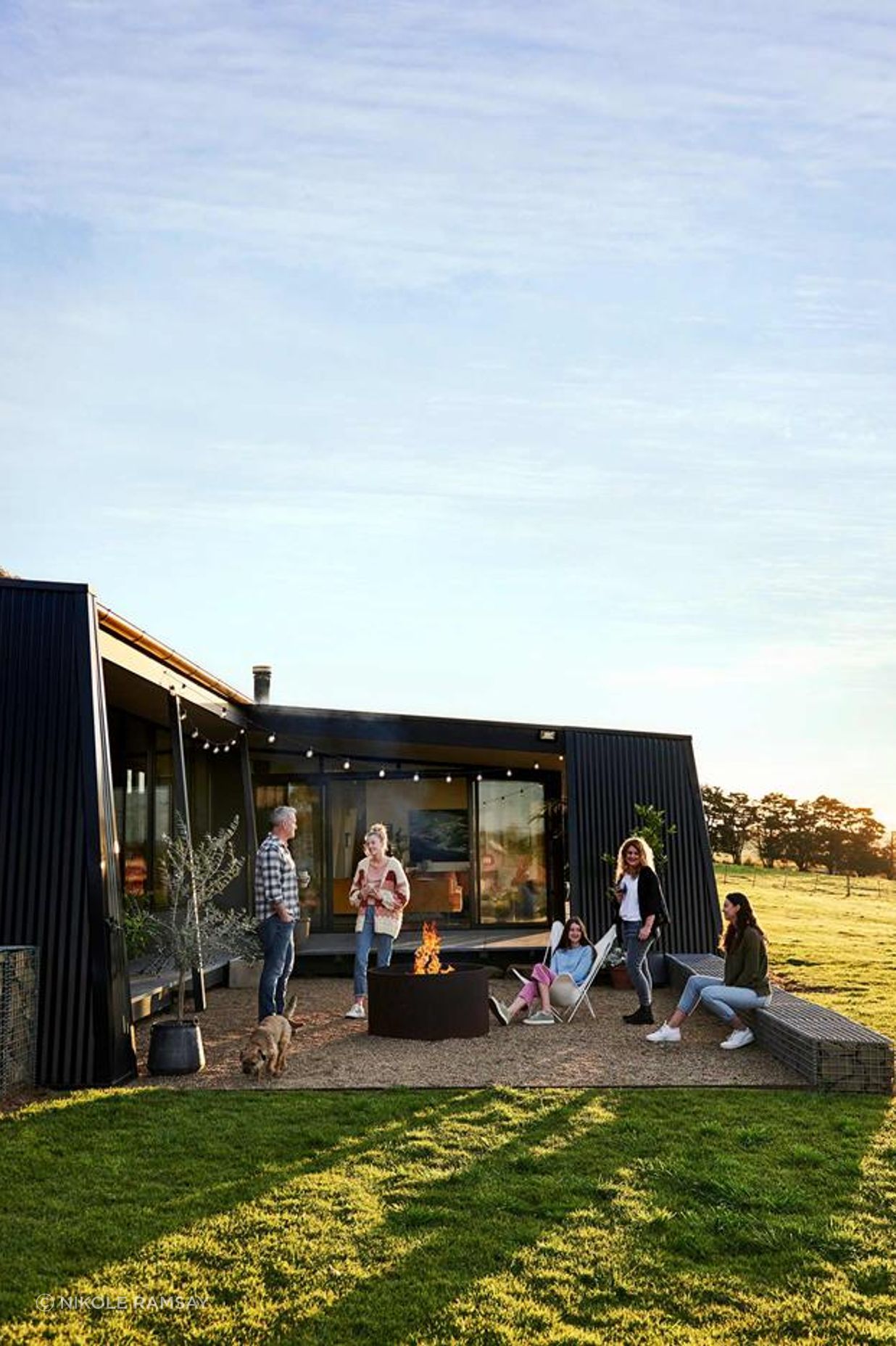 Eco-Friendly Hillside Retreat x Sculpt Fireplace Collection