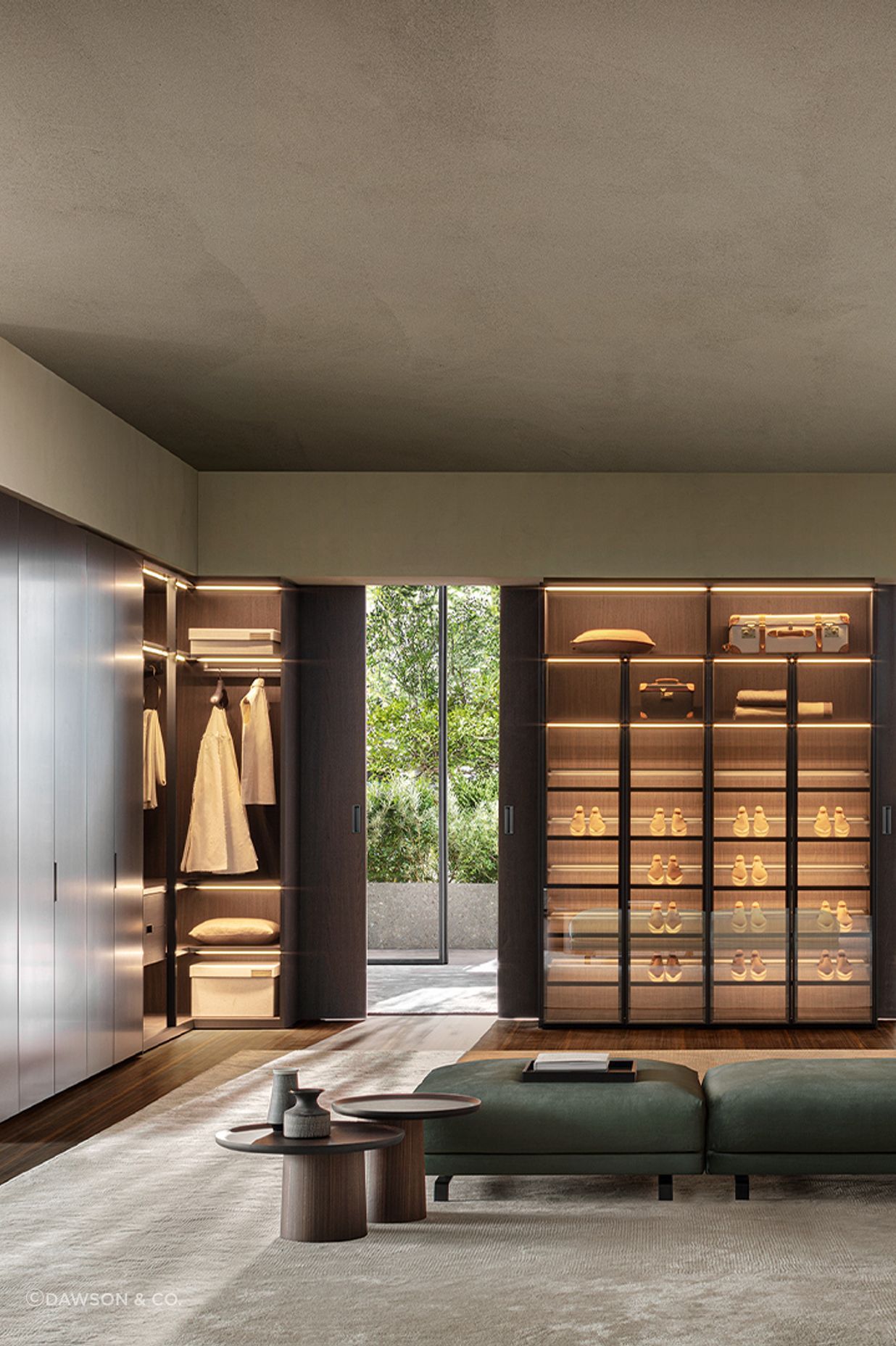 Gliss Master Glass by Vincent Van Duysen. Proprietary glass doors are made with 180° hinges built into the side