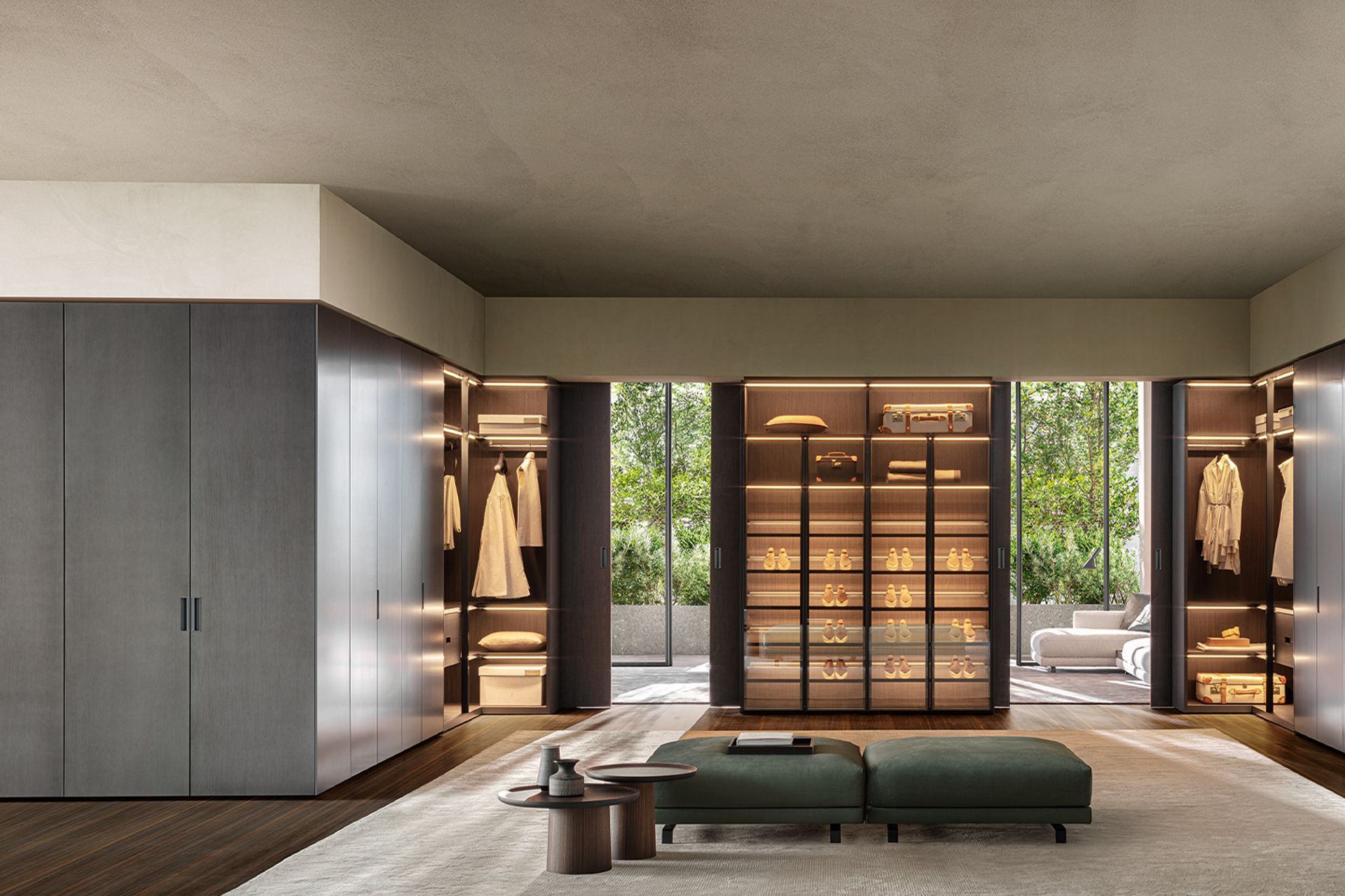 Gliss Master Glass by Vincent Van Duysen. Proprietary glass doors are made with 180° hinges built into the side