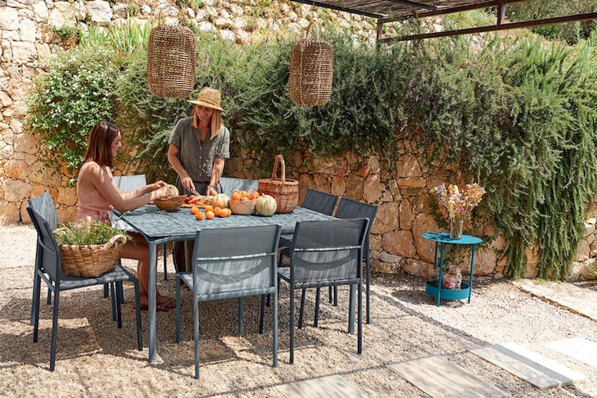 And another tricky size to find is a generous square table. The Calvi square table comfortably accommodates eight with it's 140cm square proportions.