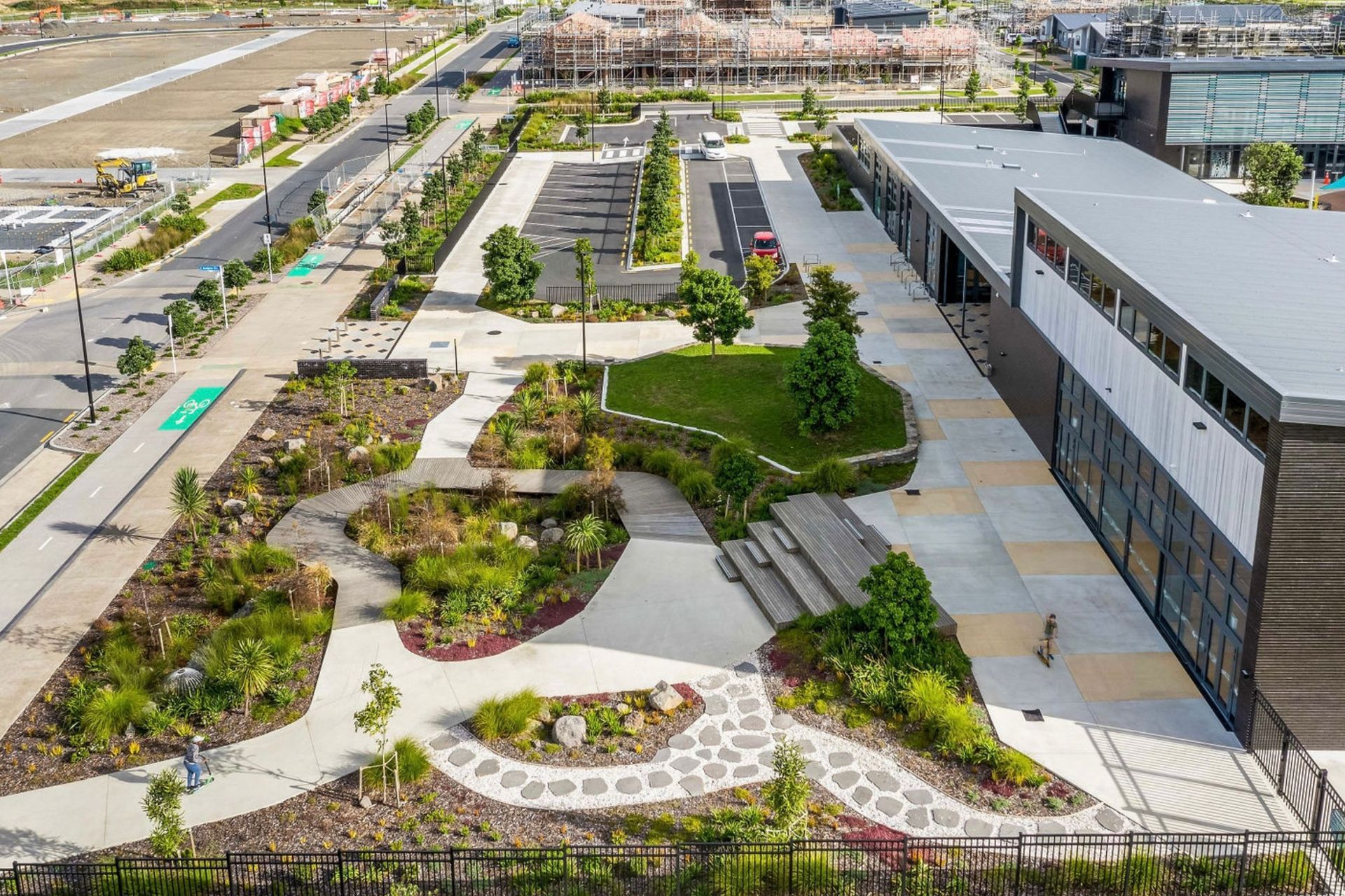 Children, teachers, and visitors are encouraged to enter the school grounds through the wetland area.