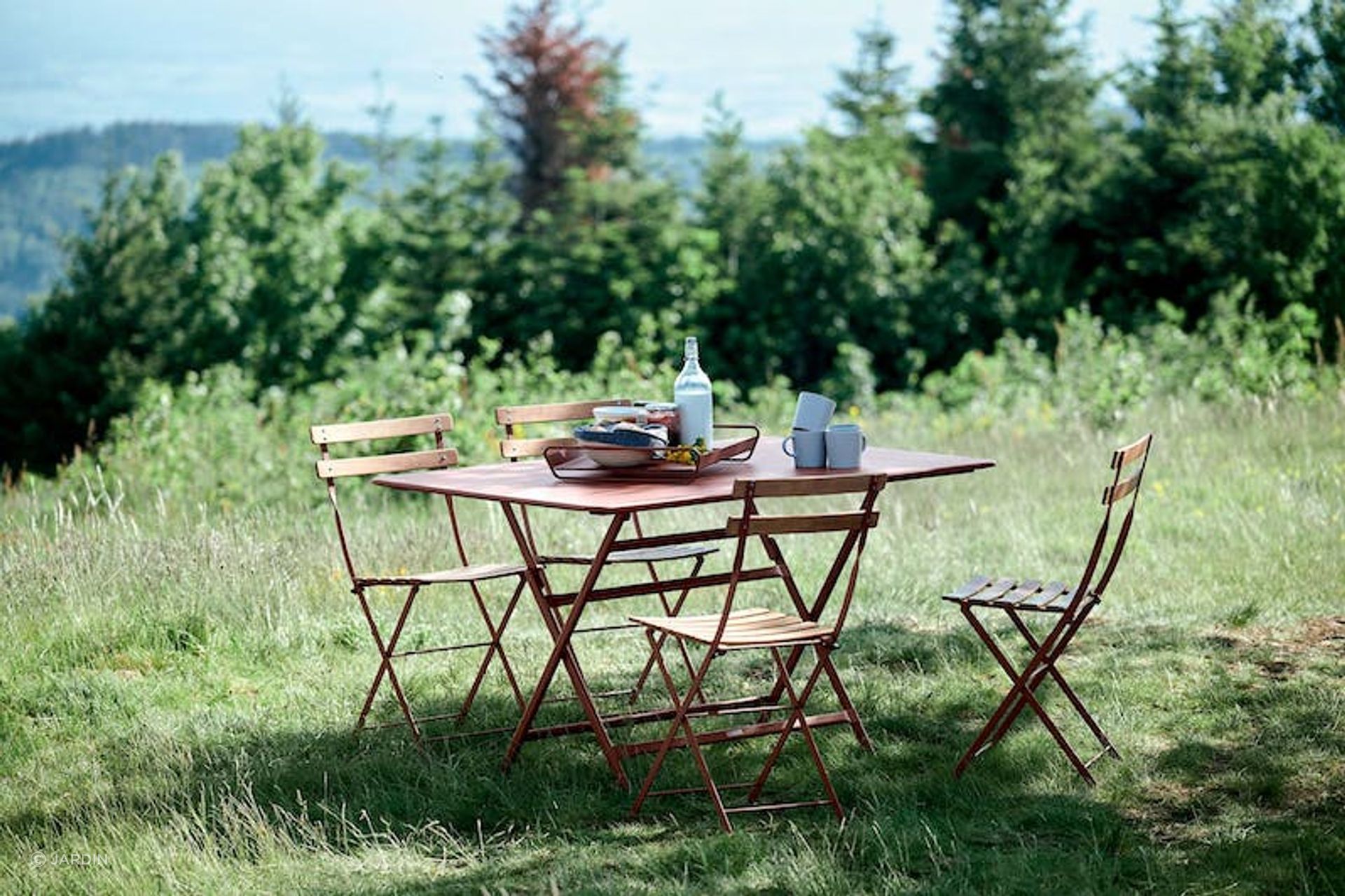 The Caractere folding table is now available in a compact six seater - measuring just 128cm x 90cm it's perfect for balconies or small courtyard gardens.