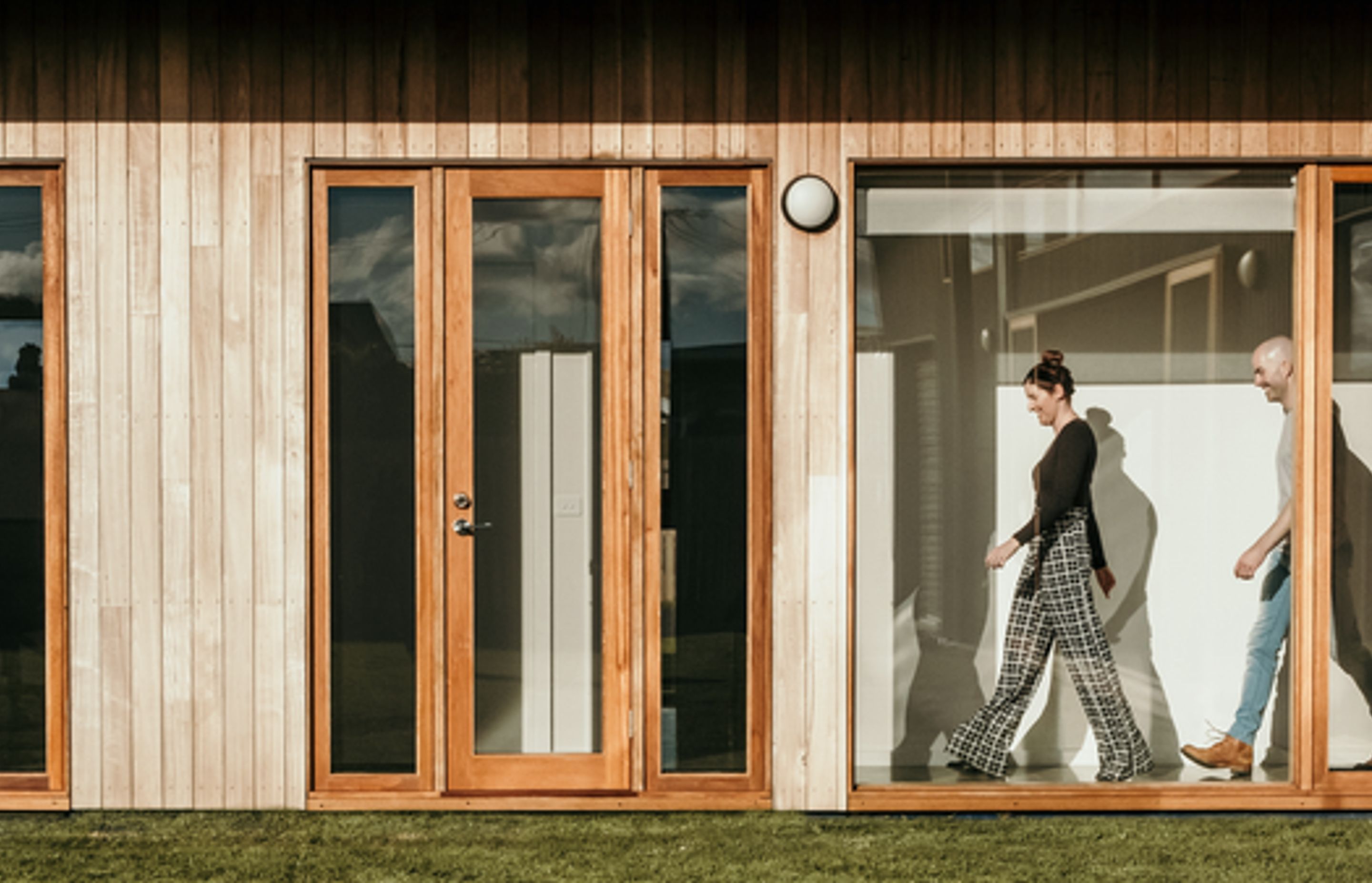 Image: The L Shape House features sustainably sourced timber shiplap cladding.