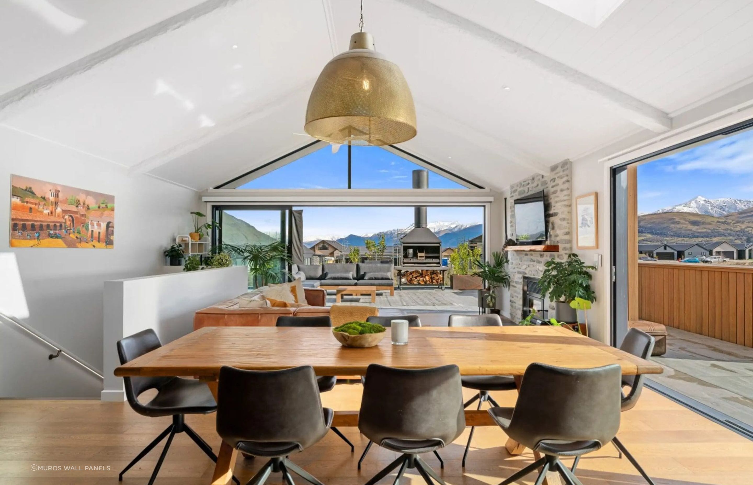 This stunning home features Muros Wooden Beams on the ceiling, painted in Resene Double White Pointer. Build by Ferguson Builders Ltd.