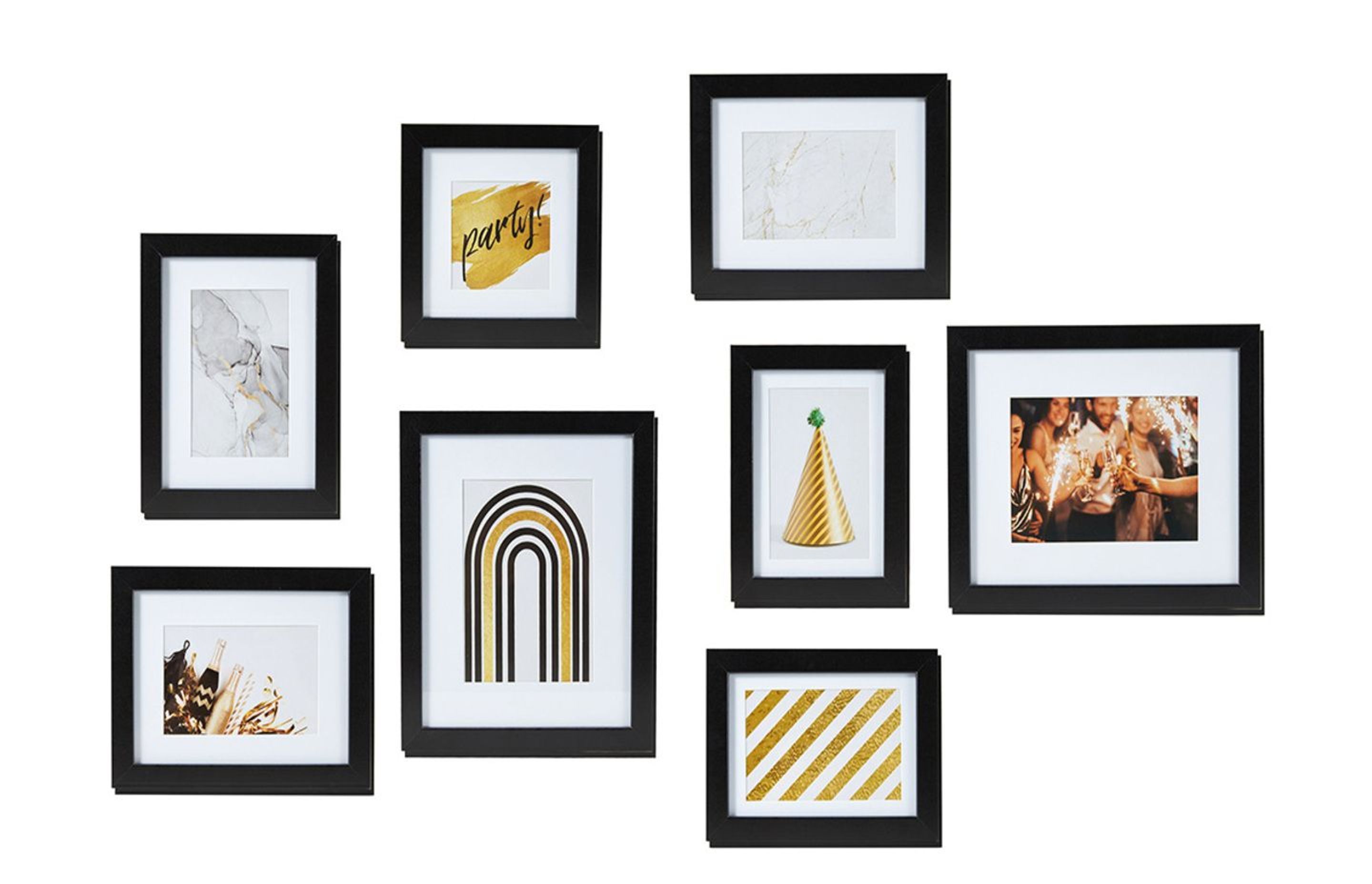 Eight-piece wall photo frame set black, $17, from Kmart