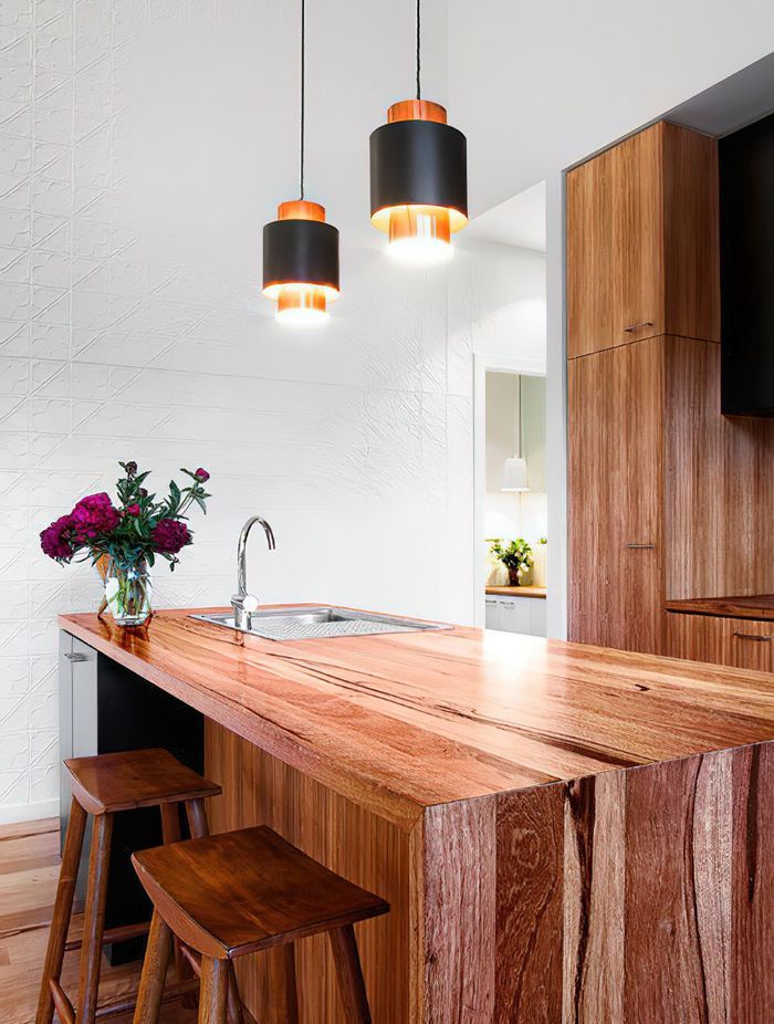 Timber benchtop.