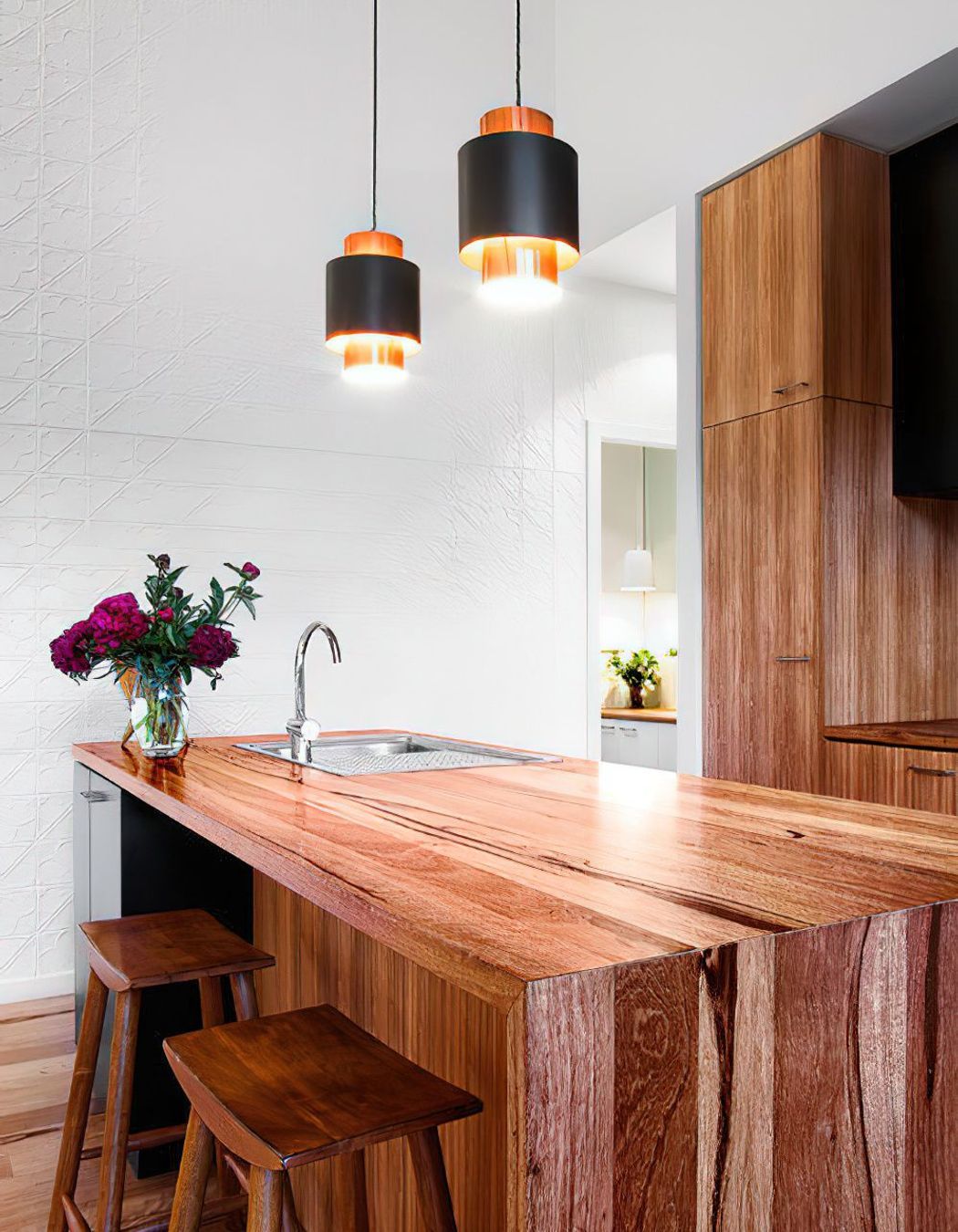 Timber benchtop.