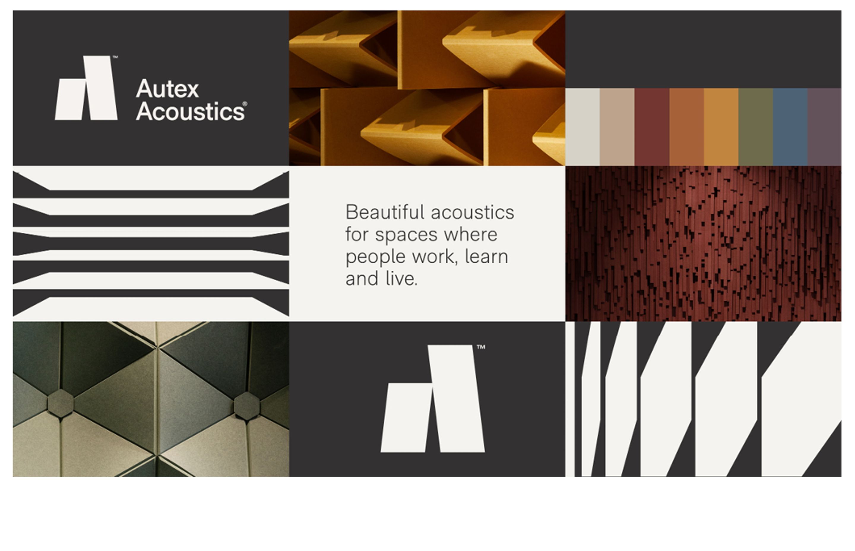 The new logo and associated graphical elements work in concert alongside the company's innovative acoustic offering.