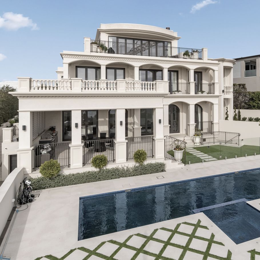 A grand Italianate home built with a glass floor