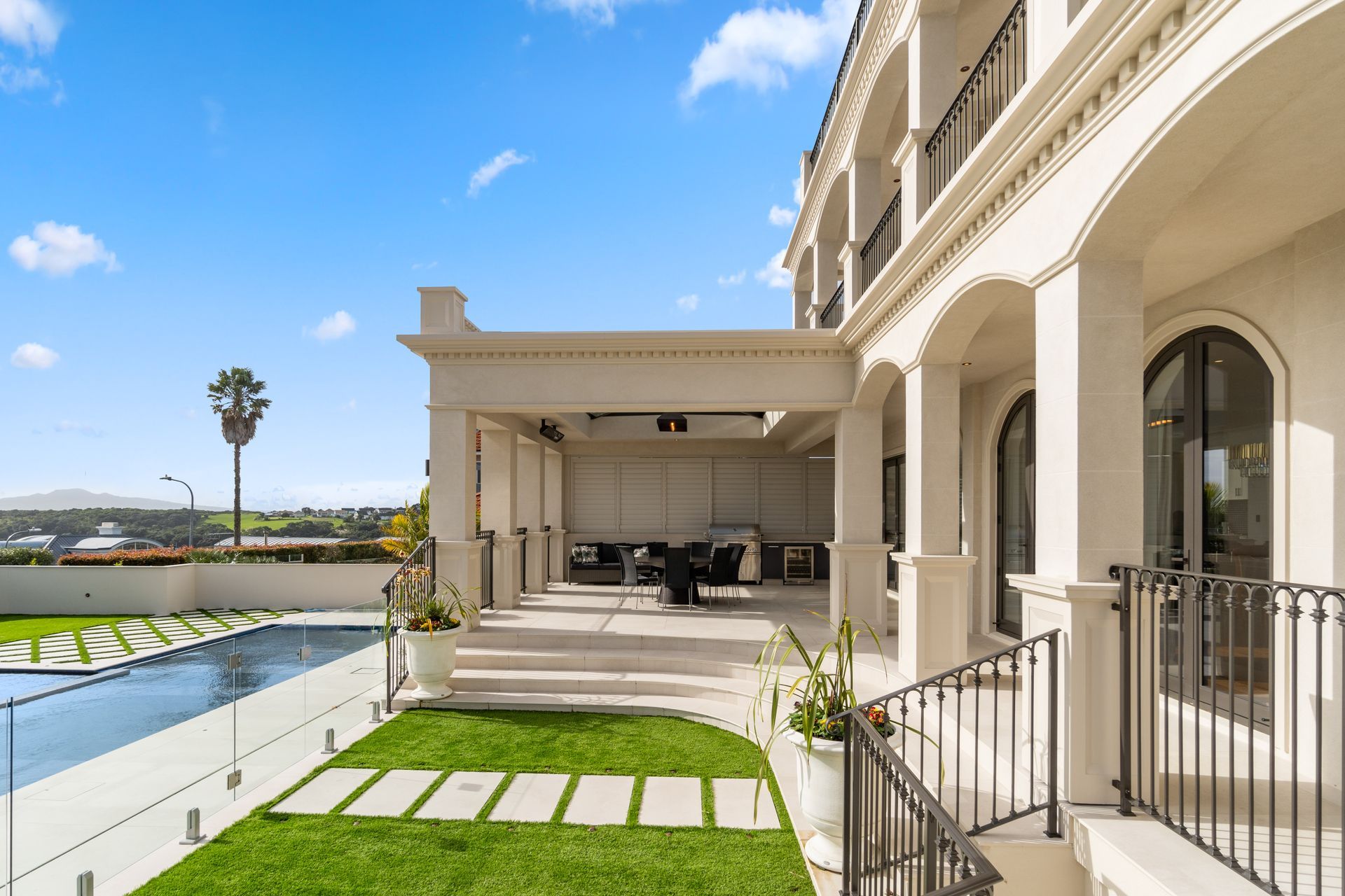 A grand Italianate home built with a glass floor
