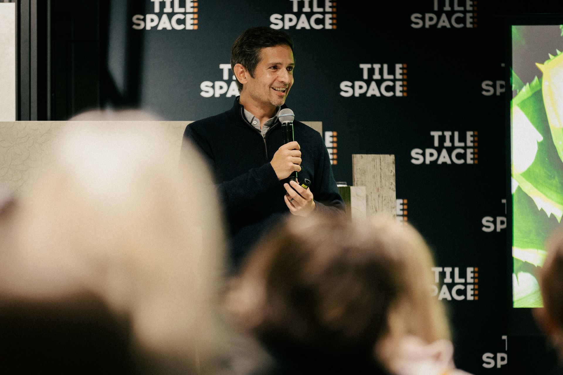 Tom Webster discusses the concept of neuroesthetics to the audience at Tile Space