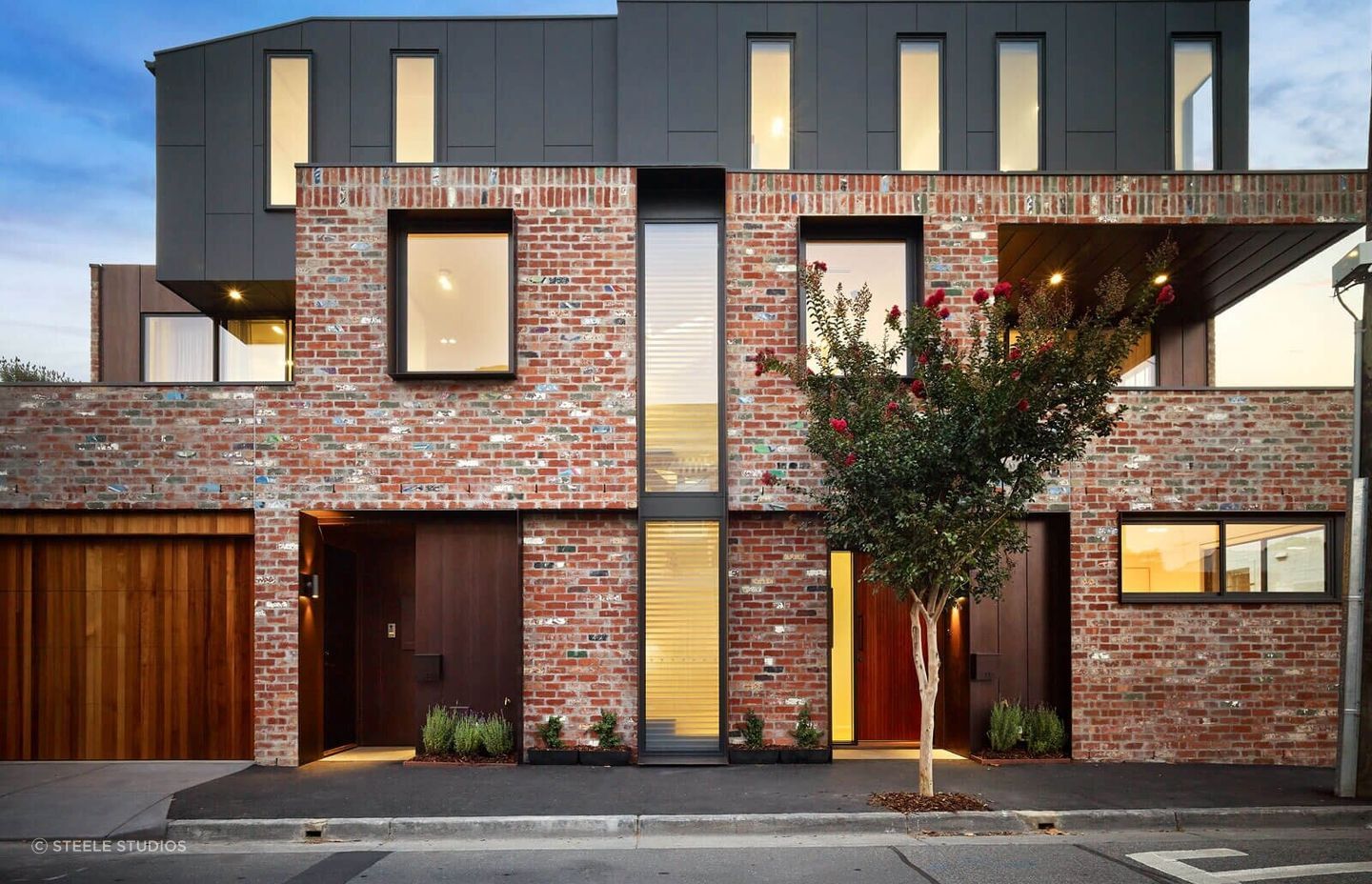 The captivating exterior brickwork creates an enticing entrance.