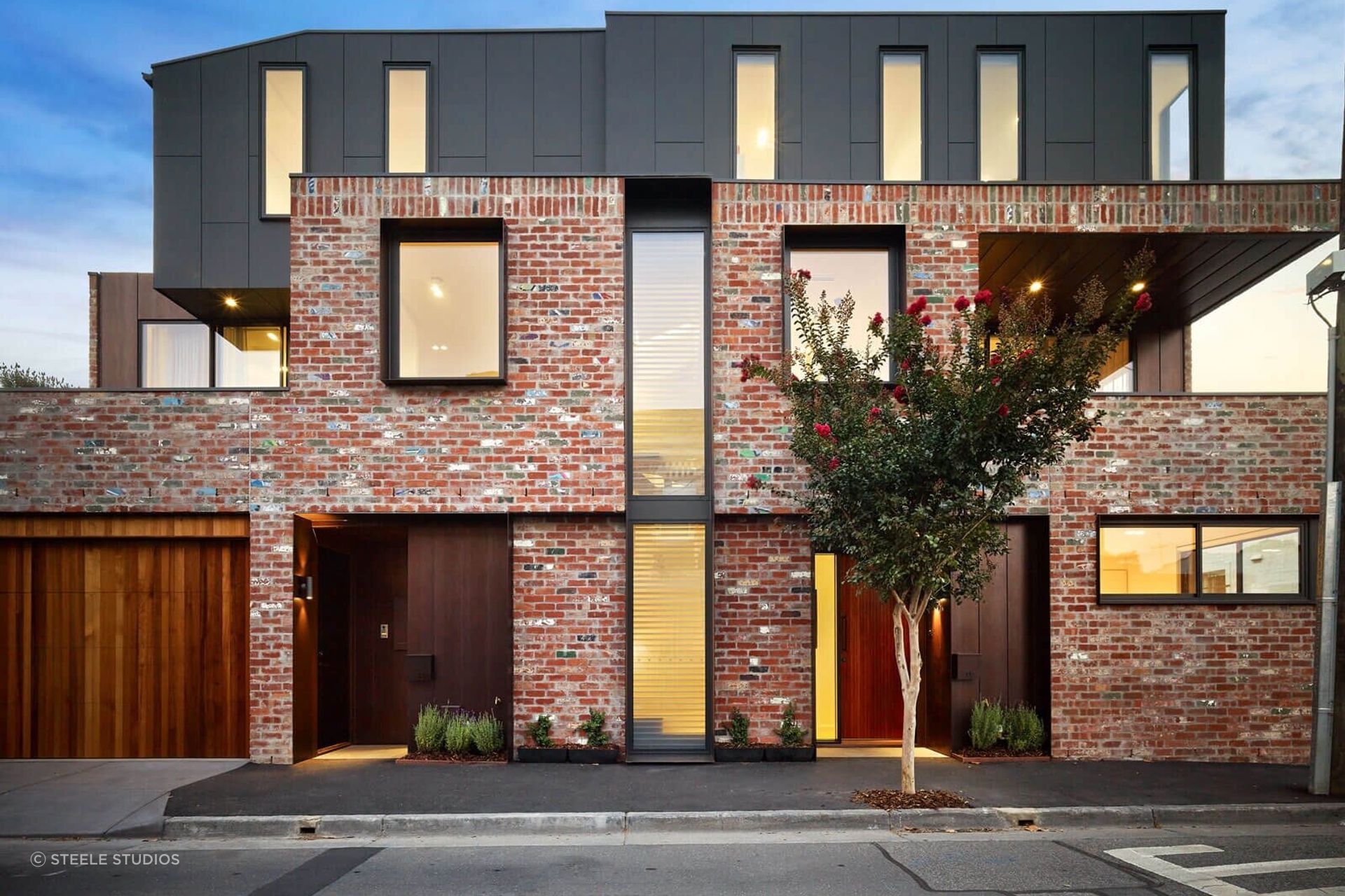 The captivating exterior brickwork creates an enticing entrance.