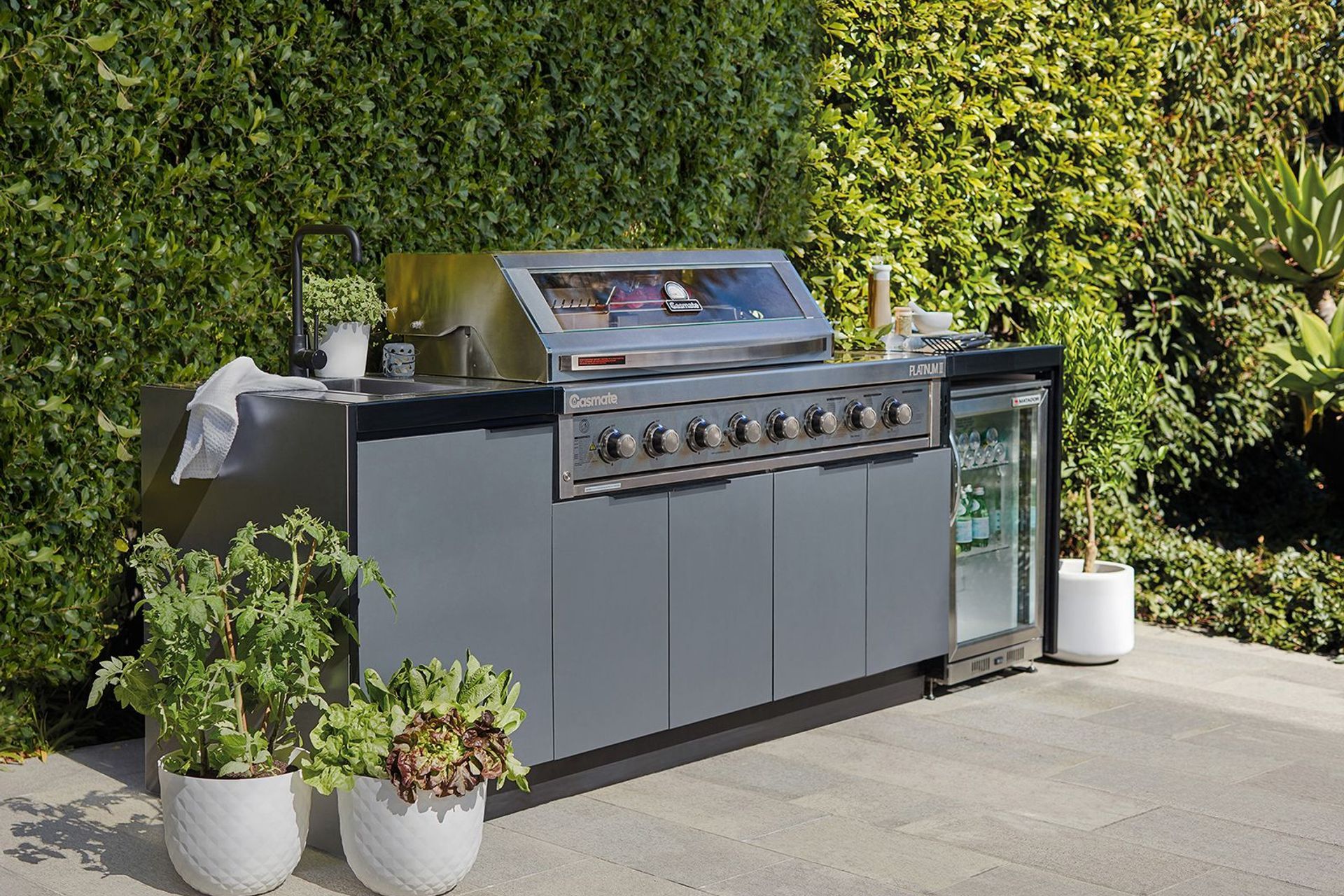 The AlfrescoPlus Double Fridge Module comes with high-quality waterproof PVC panels