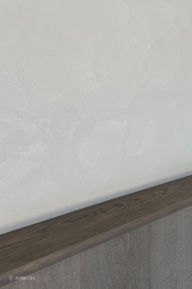 Harvey Residence. Rough-sawn timber with SuaveStone in Stone White