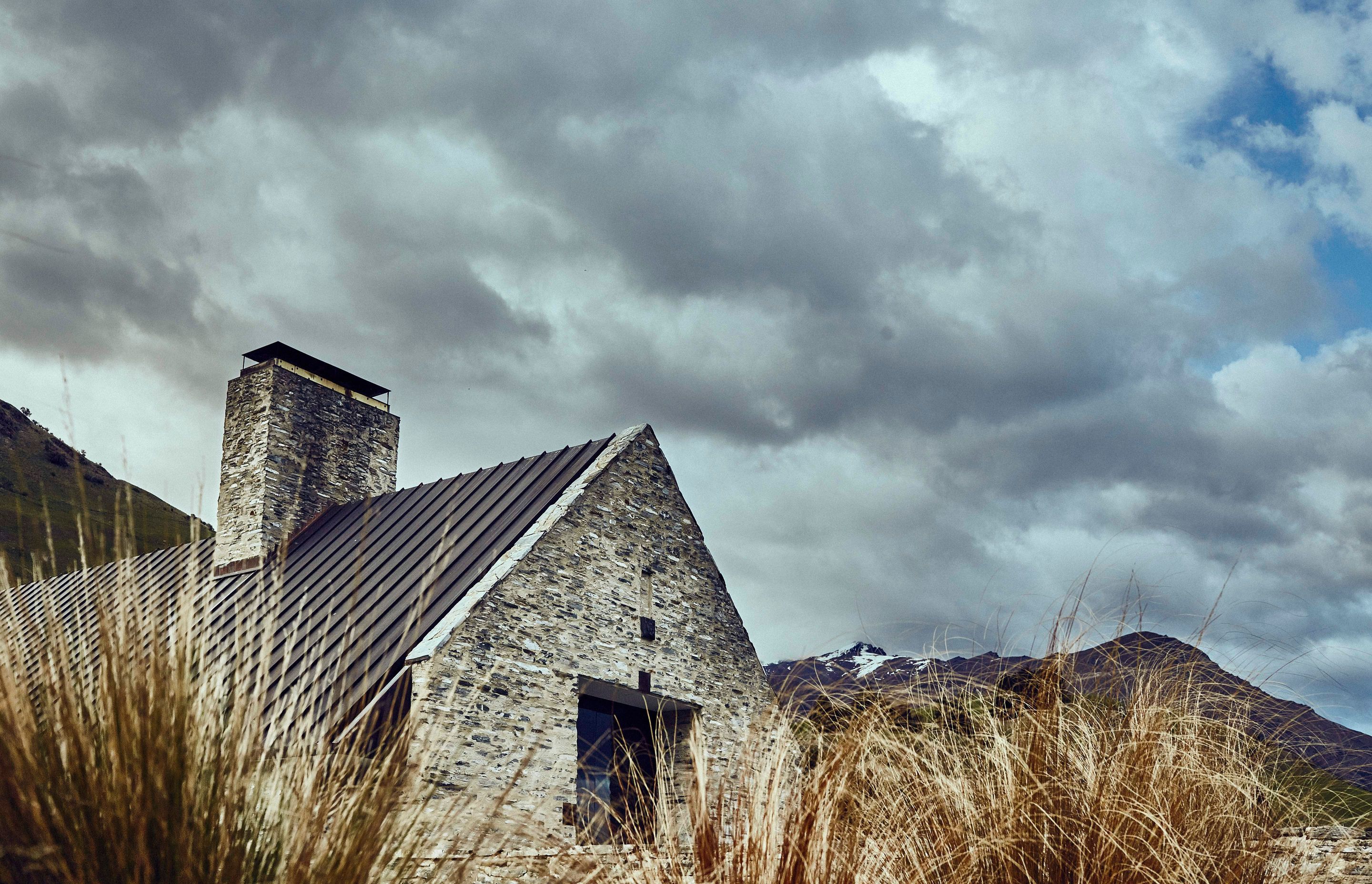 The schist and timber that form the exterior of the building were both locally sourced.