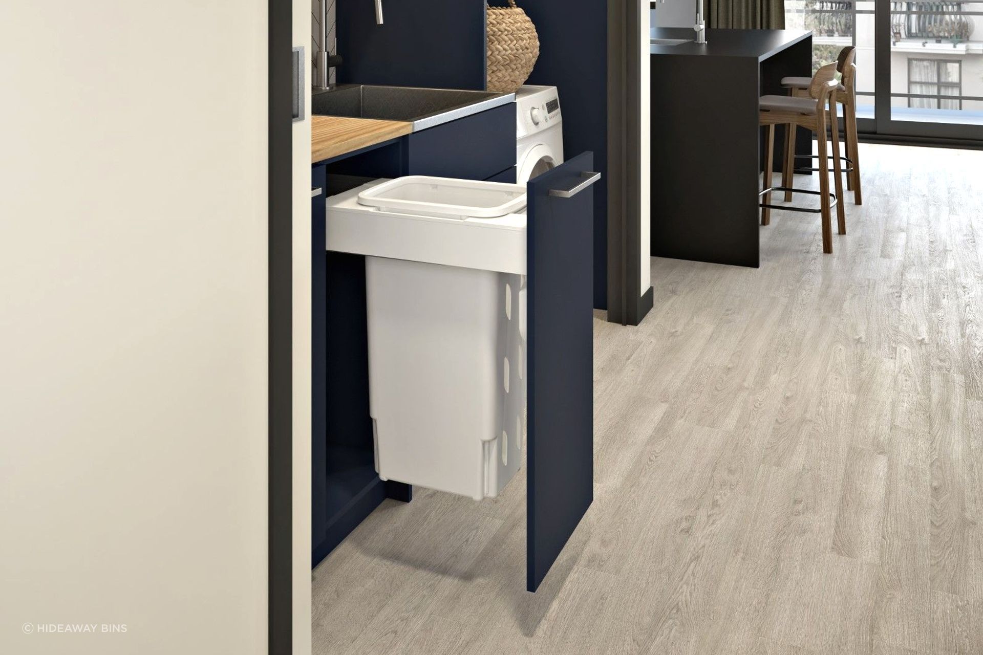 CRL350-135D-W 1 x 35L Laundry is available in White an fits in a 350mm wide cabinet.