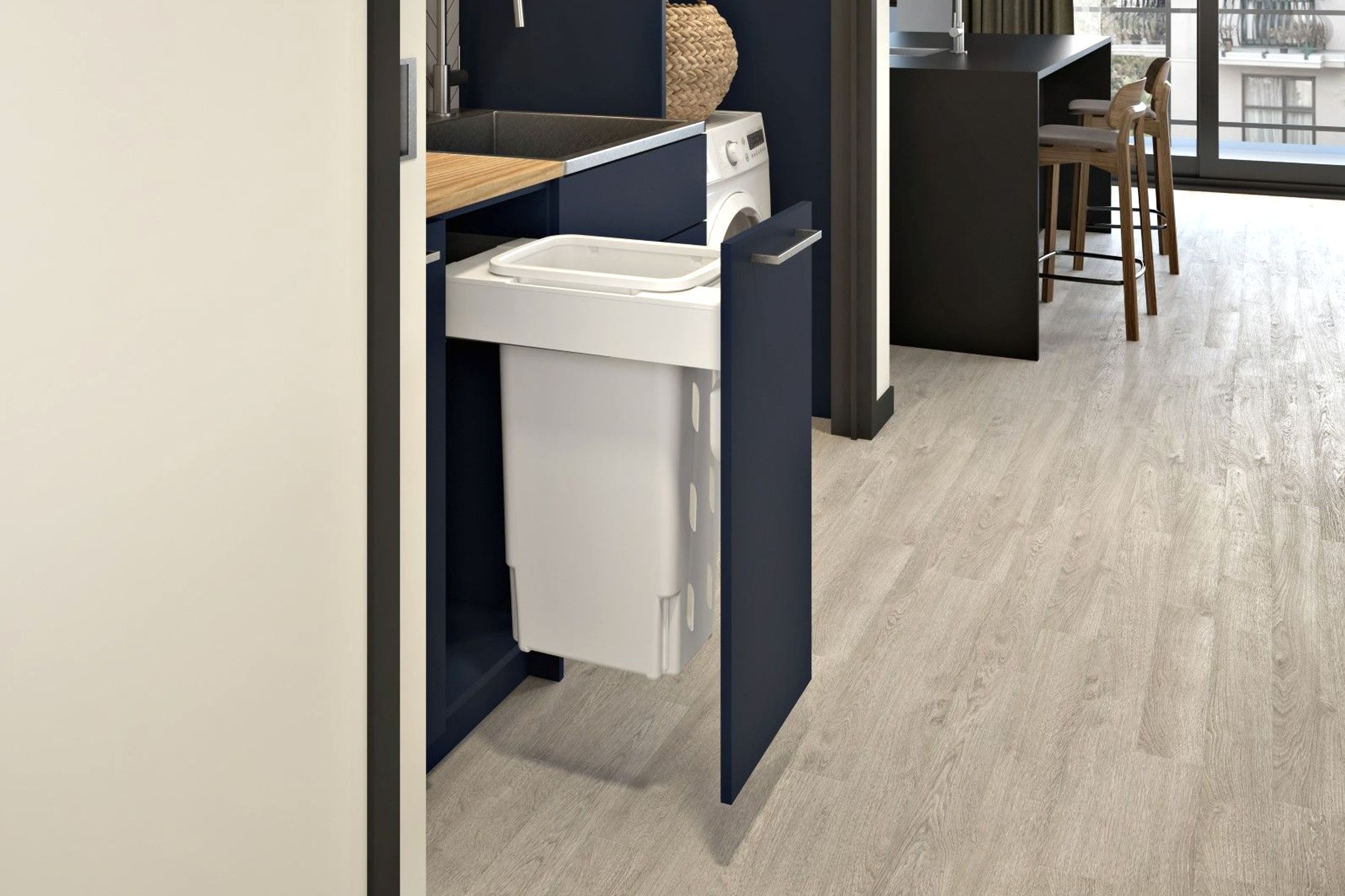 CRL350-135D-W 1 x 35L Laundry is available in White an fits in a 350mm wide cabinet.